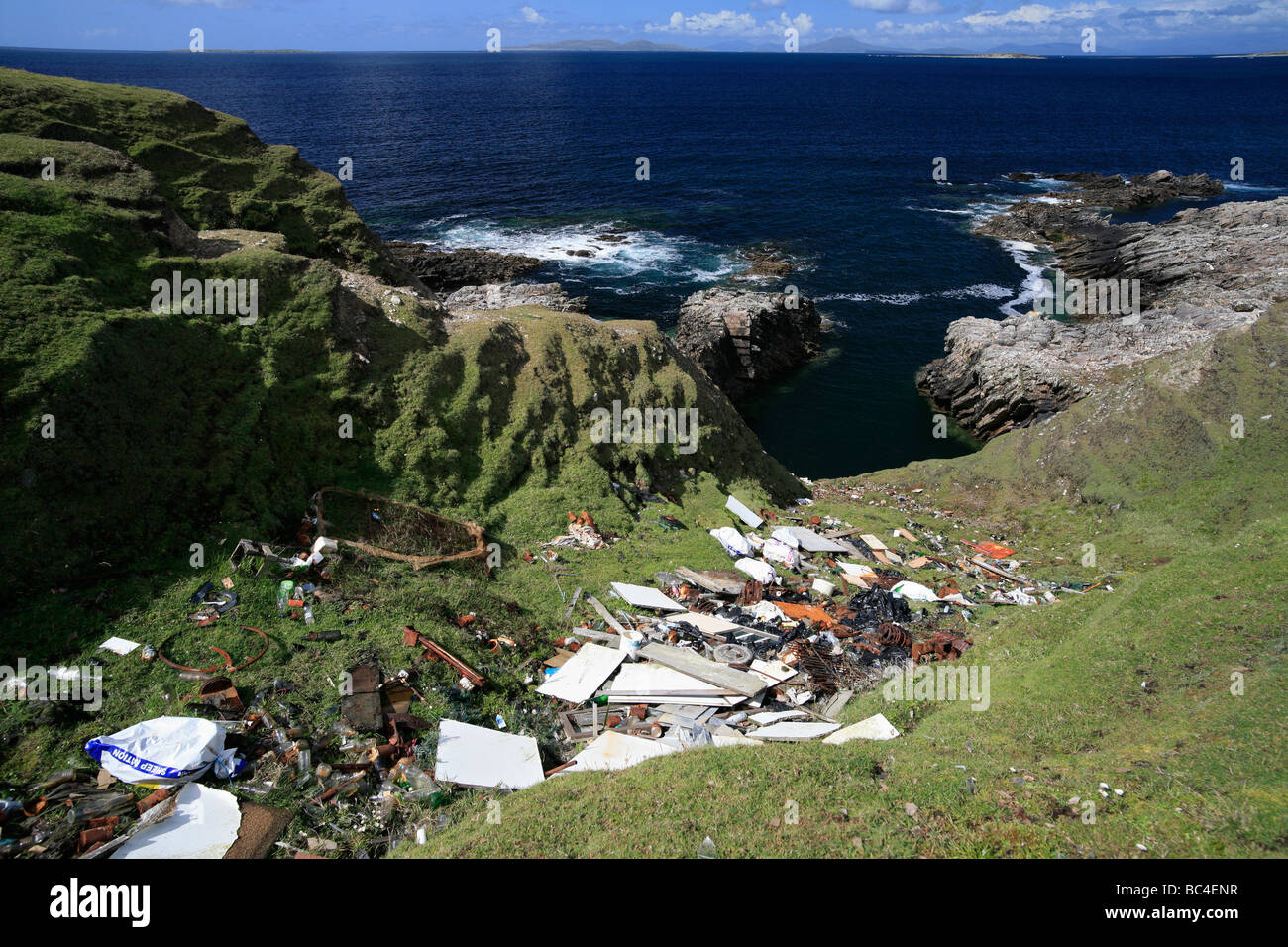 garbage dump, unregulated tip, forbidden refuse, Ireland Stock Photo