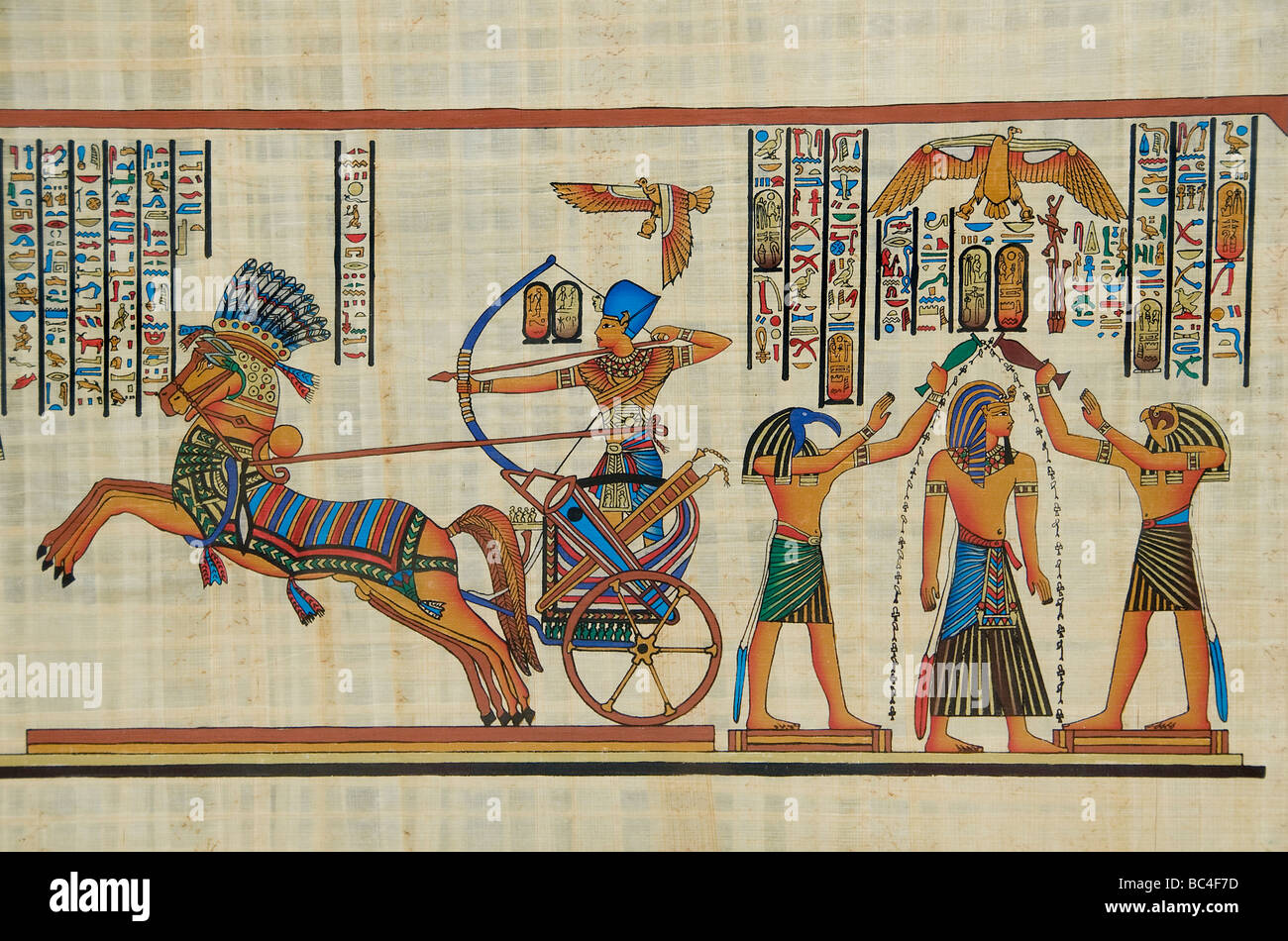 New Egyptian Paintings from pharaonic times on papyrus paper Egypt Cairo Stock Photo Alamy