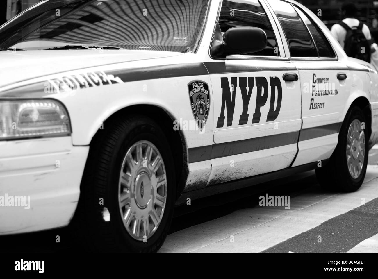 NYPD police car shot from the side, shot from the side.New York City, Ny, 2009. Stock Photo