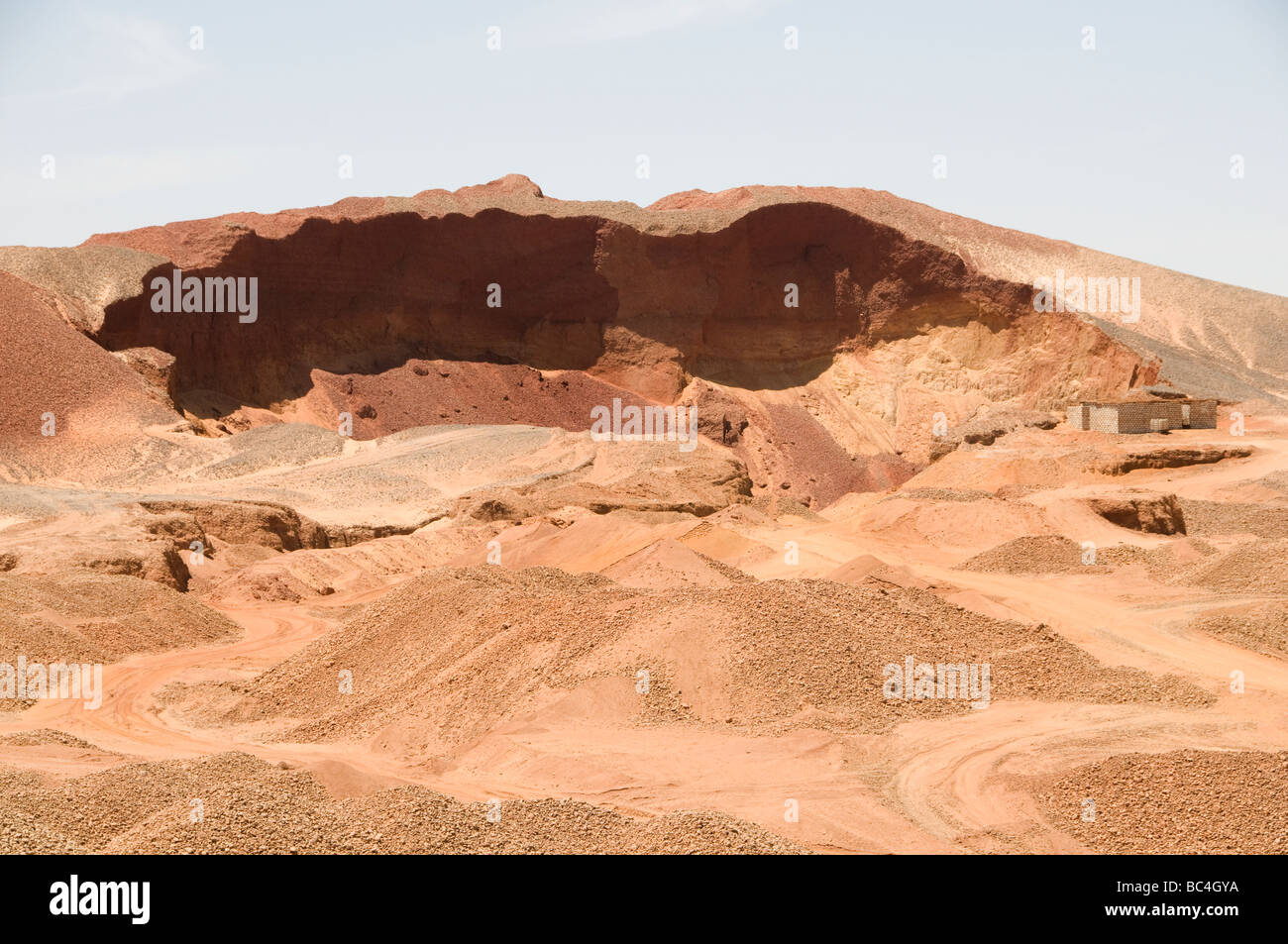 Egypt Sahara Desert road making building construction Stock Photo