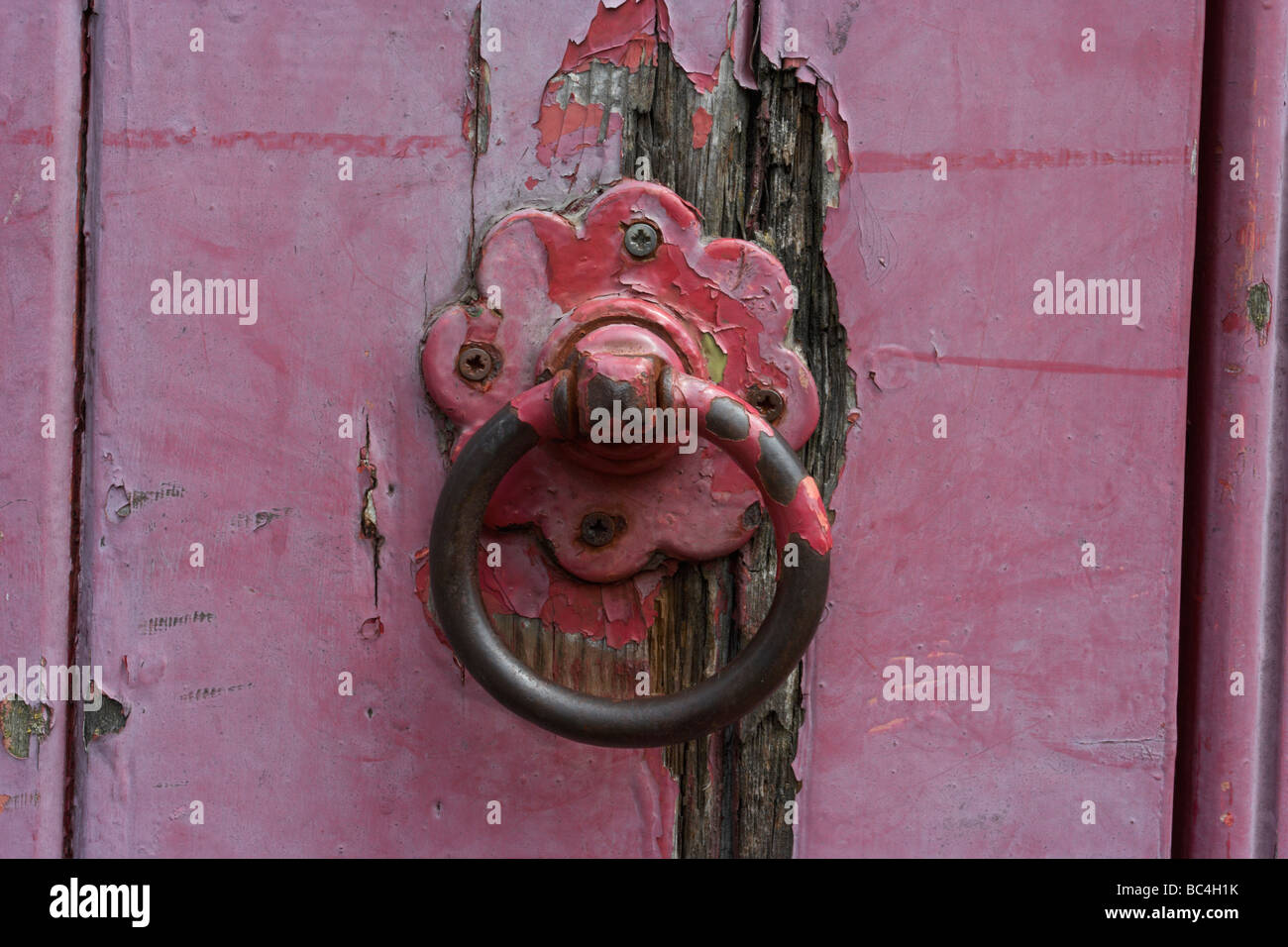 old door knob,lock,door pannel, Stock Photo