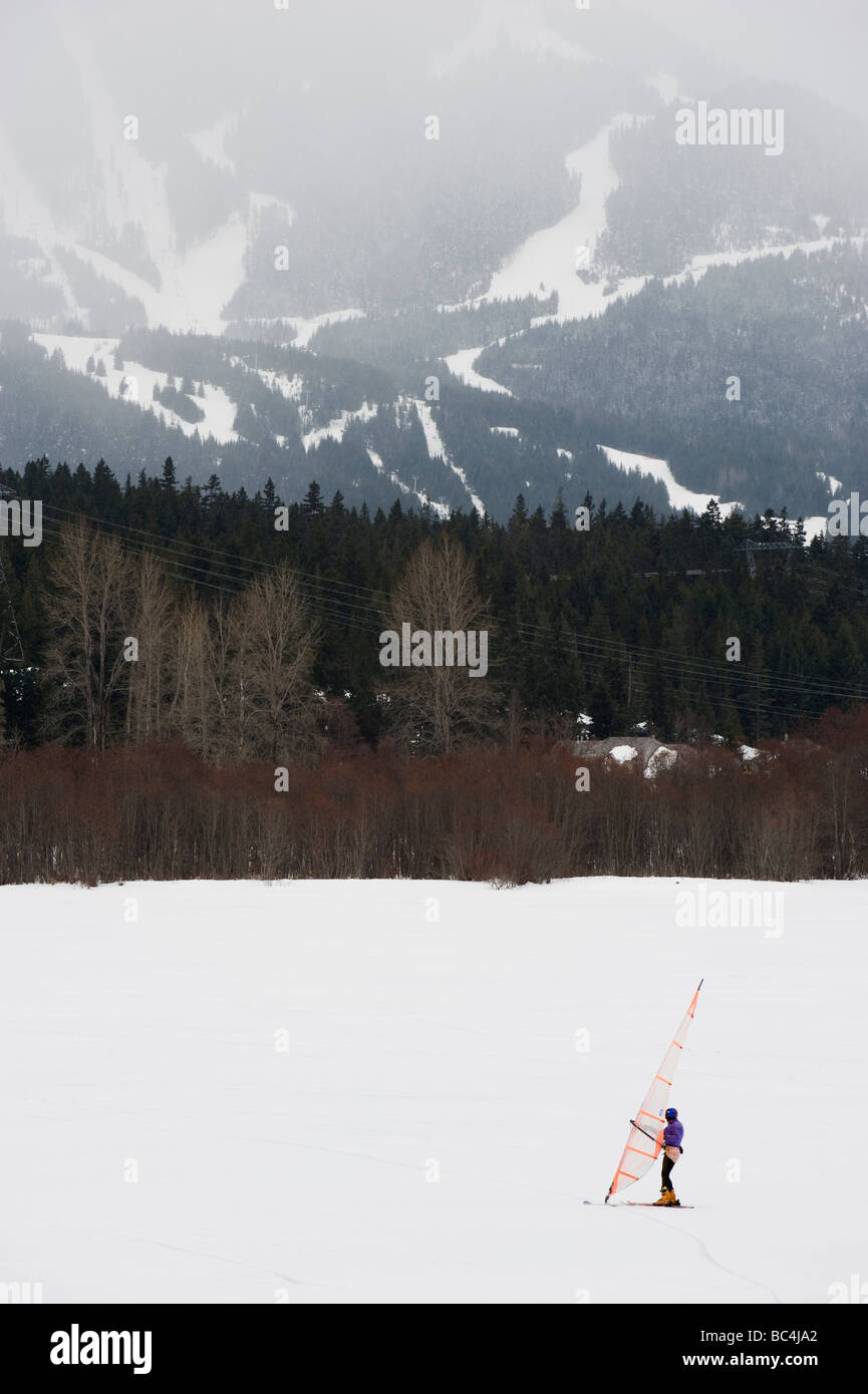 windsurfing on ice Lake Alta Whistler mountain resort venue of the 2010