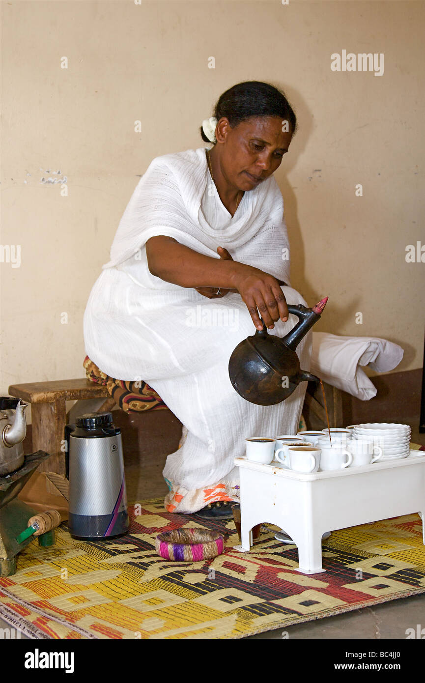 Coffee Ceremony from Addis Ababa in Ethiopia on the horn of Africa Stock Photo