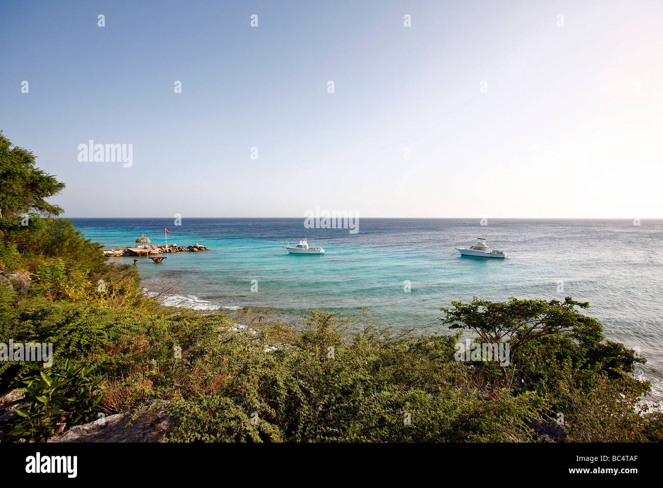 View over the ocean from the Caribbean isle Curacao in the Netherlands Antilles Stock Photo
