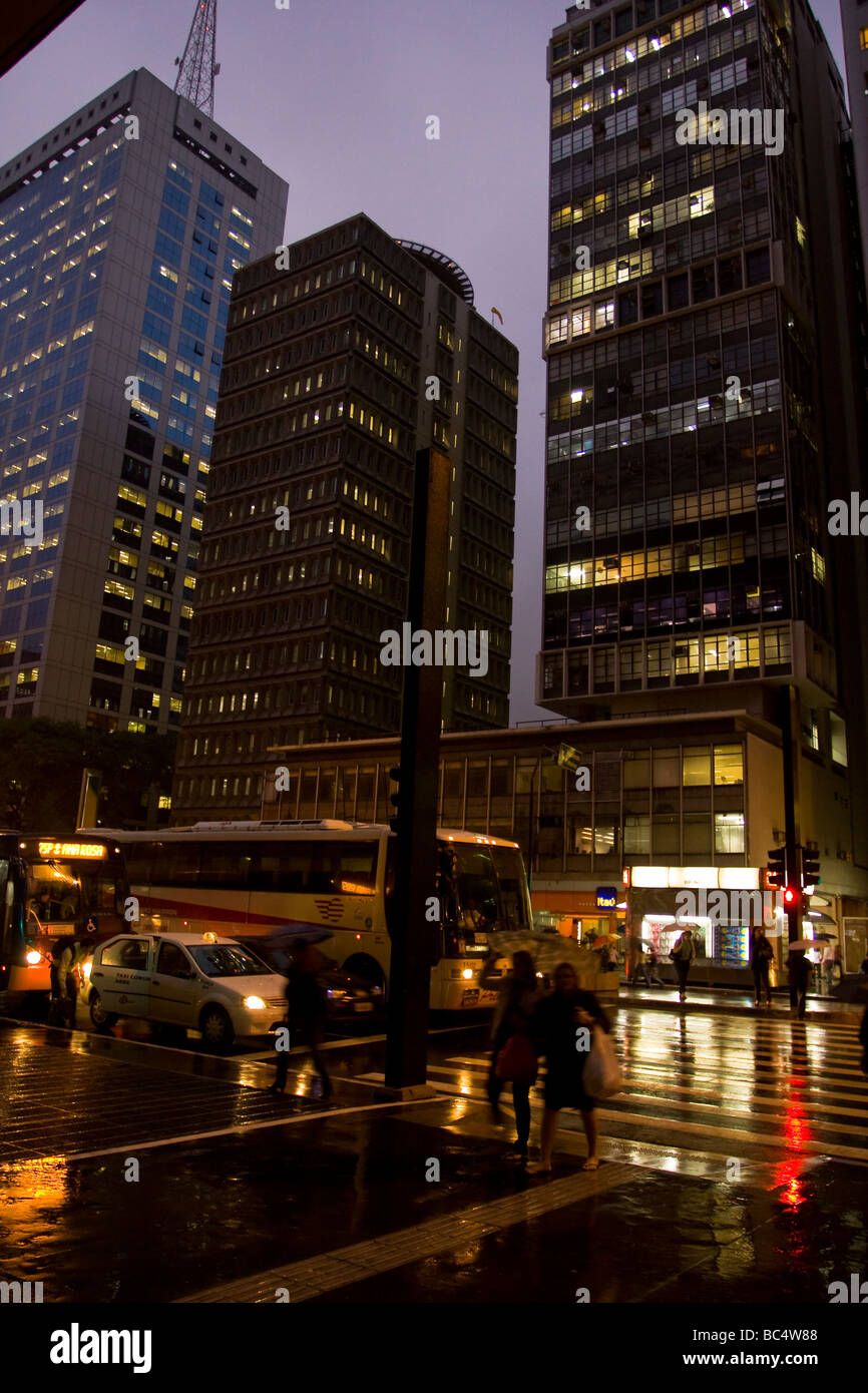 Paulista Avenue at night Stock Photo