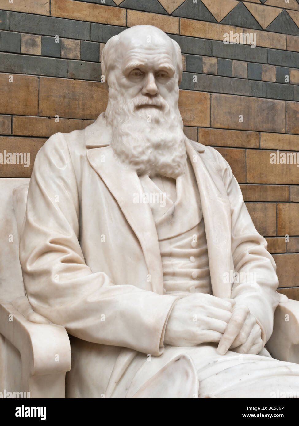 The marble statue in the London Natural History Museum of Charles