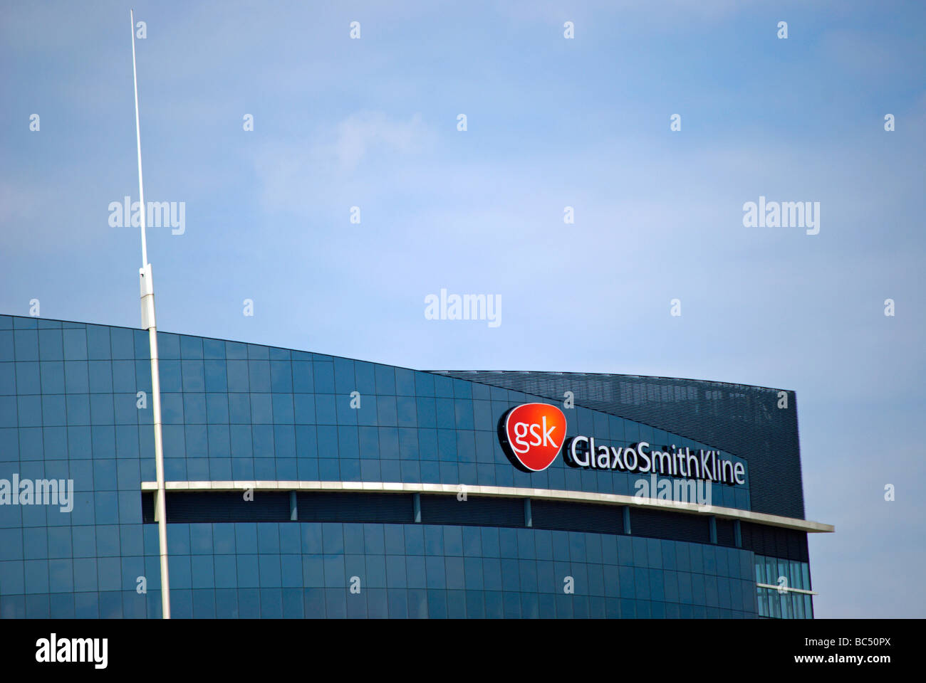 world headquarters of the pharmaceutical company glaxo smith kline, gsk, on the great west road, brentford, london, england Stock Photo