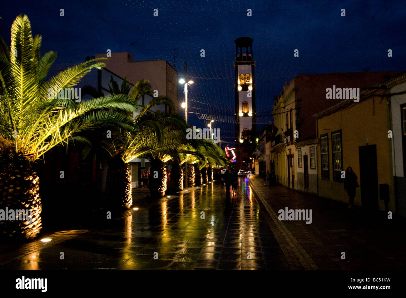 Santa Cruz Town Centre in Tenerife in the night. Stock Photo