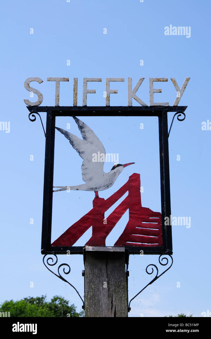 Village sign at Stiffkey Norfolk England UK Stock Photo