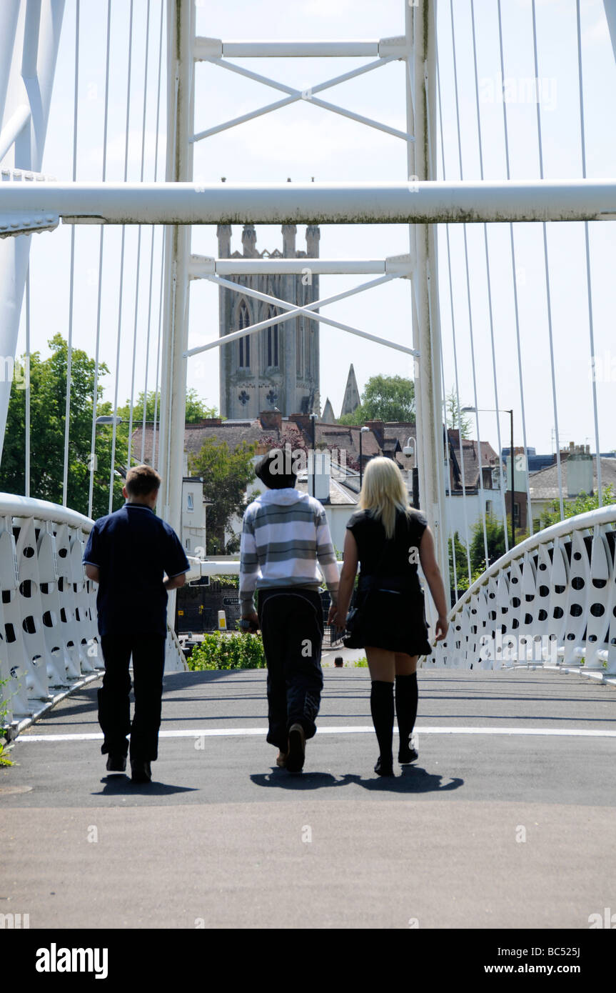Teenagers On Footbridge At St James Cheltenham Stock Photo - Alamy