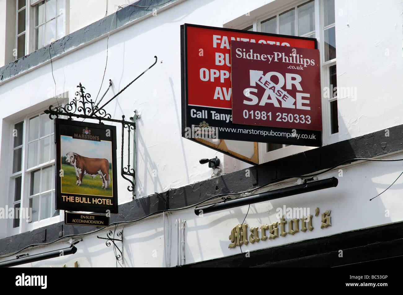 English pub for sale lease rent The Bull Hotel Ludlow Shropshire a Marstons Brewery business Stock Photo