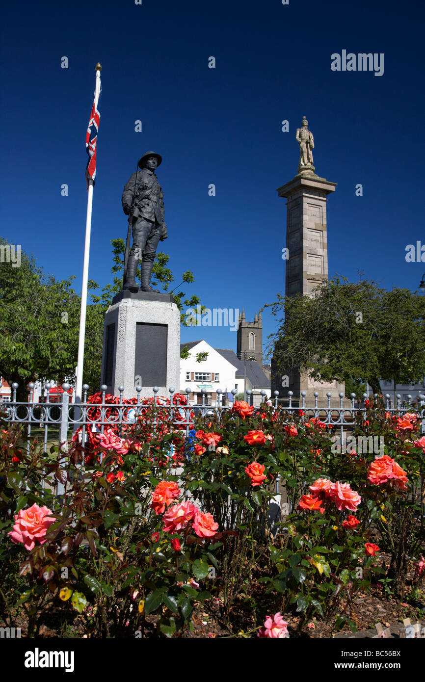 war memorial and column and statue of major general rollo gillespie in the square comber county down northern ireland uk Stock Photo