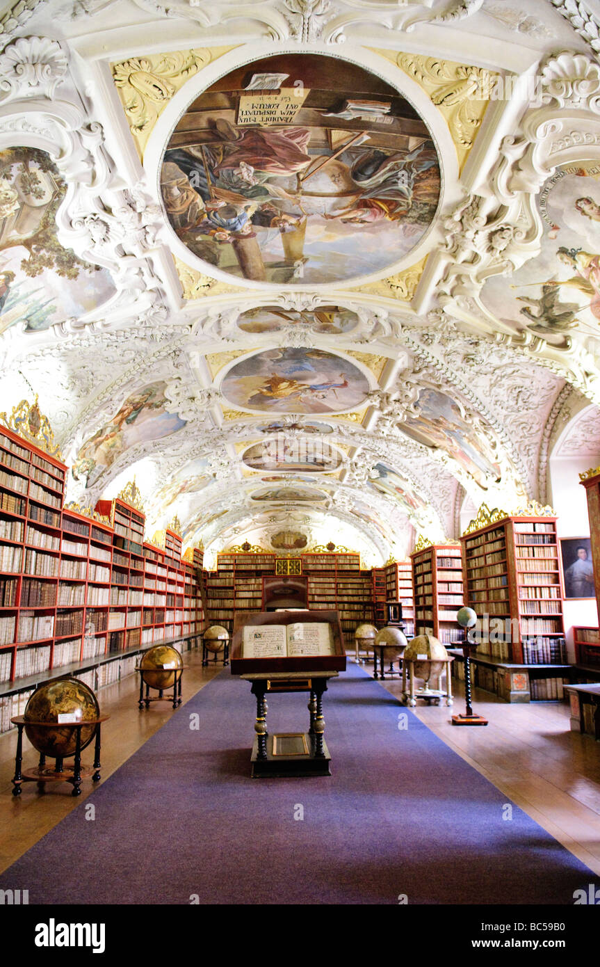 Interior of the Theological Hall of the Strahov Library, Prague, Czech Republic Stock Photo