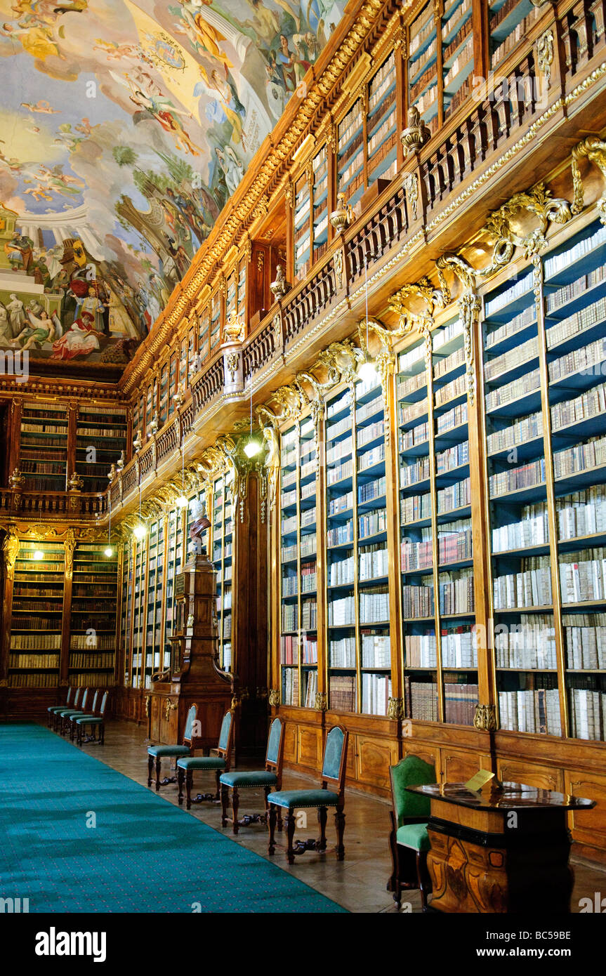 PRAGUE, Czech Republic - The Theological Hall in the Strahov Library. Designed in the Baroque style by Giovanni Domenico Orsi in 1679. Stock Photo