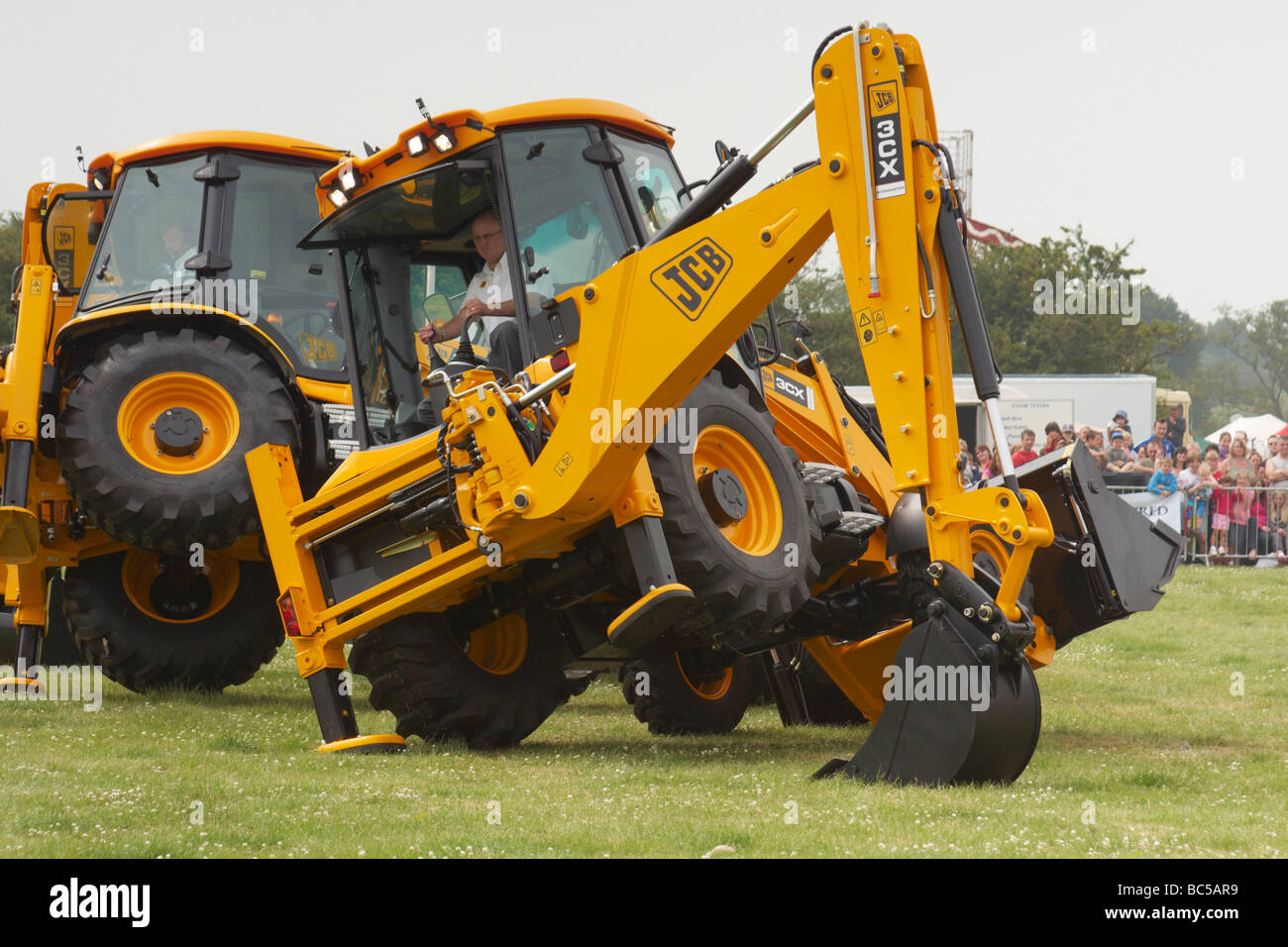 JCB Digger Diggers Tractor Tractors Vehicles Display At Trade Fare UK