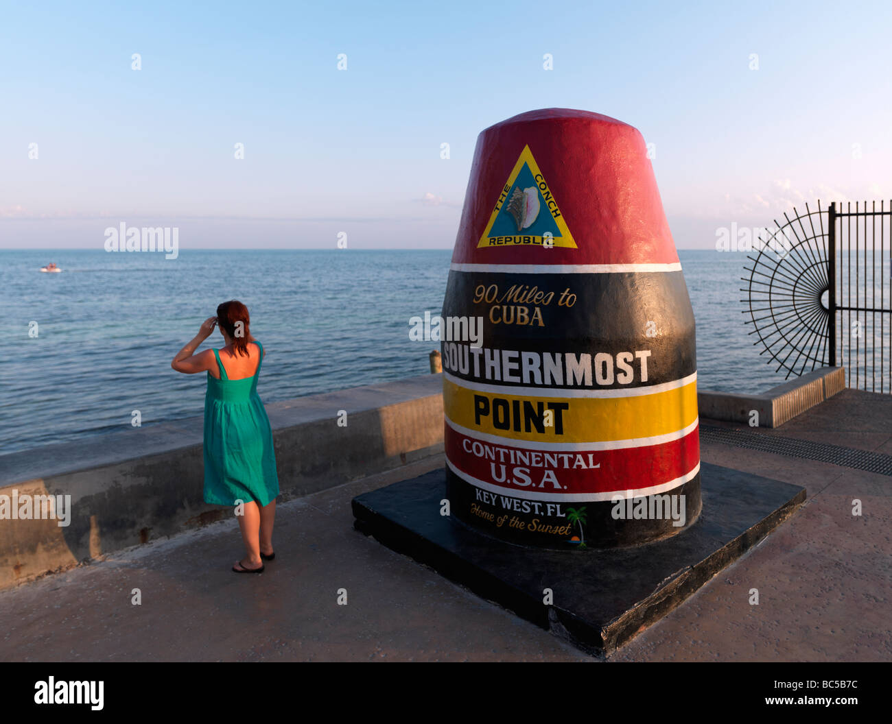 Key West, southernmost point in the USA,woman looking out to sea Stock Photo