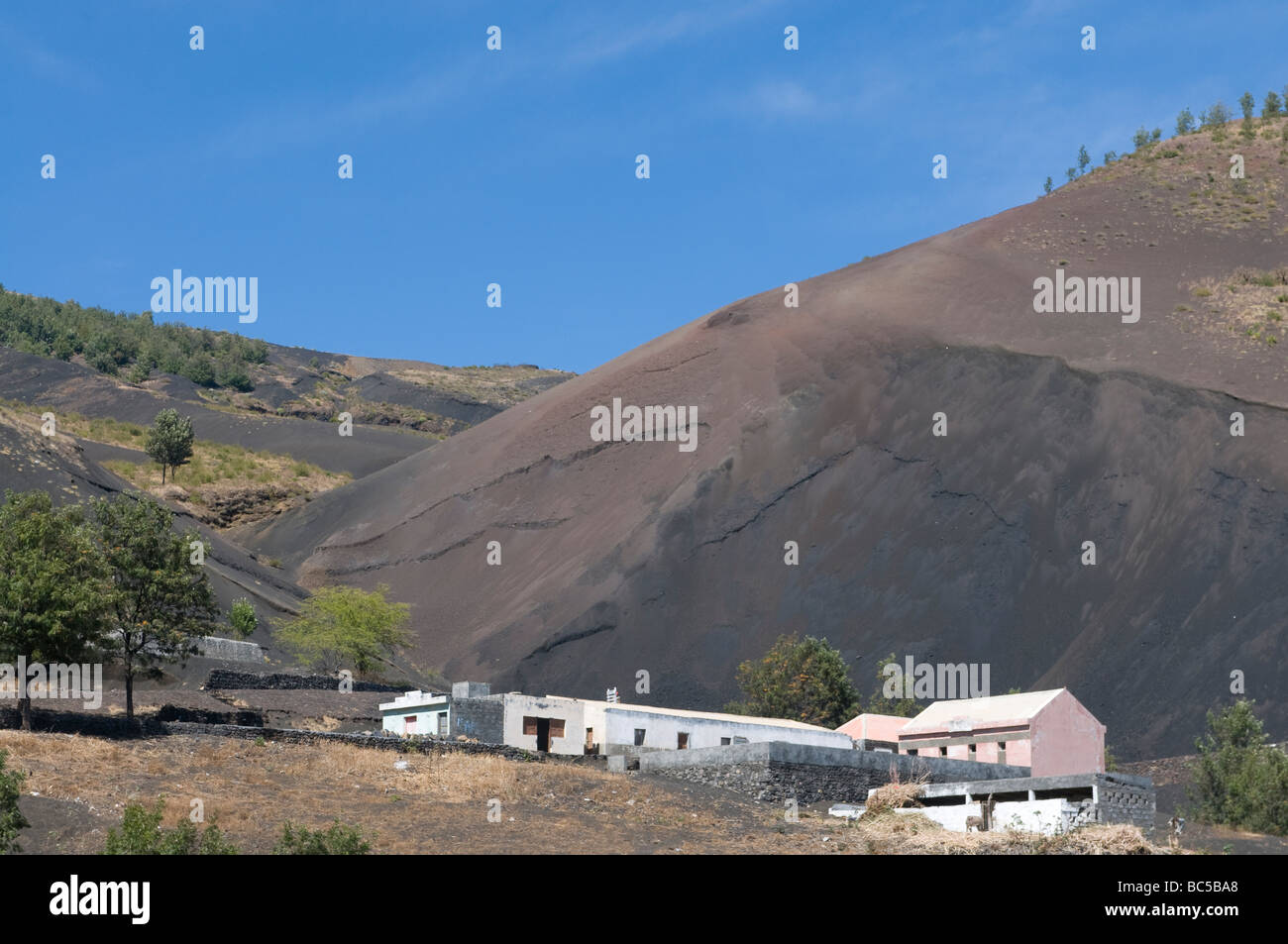 Buildings of a mountain village Fogo Cabo Verde Africa Stock Photo