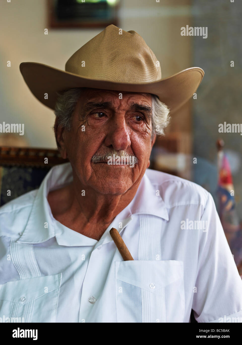 portrait of Don Pedro Bello, Cuban-American cigar maker in Little Havana,Miami Stock Photo