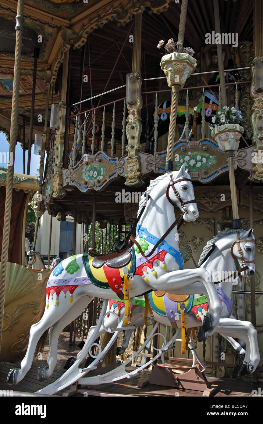 The Old Carousel at he Tibidabo Theme park, Tibidabo Mounain, Barcelona , Spain Stock Photo
