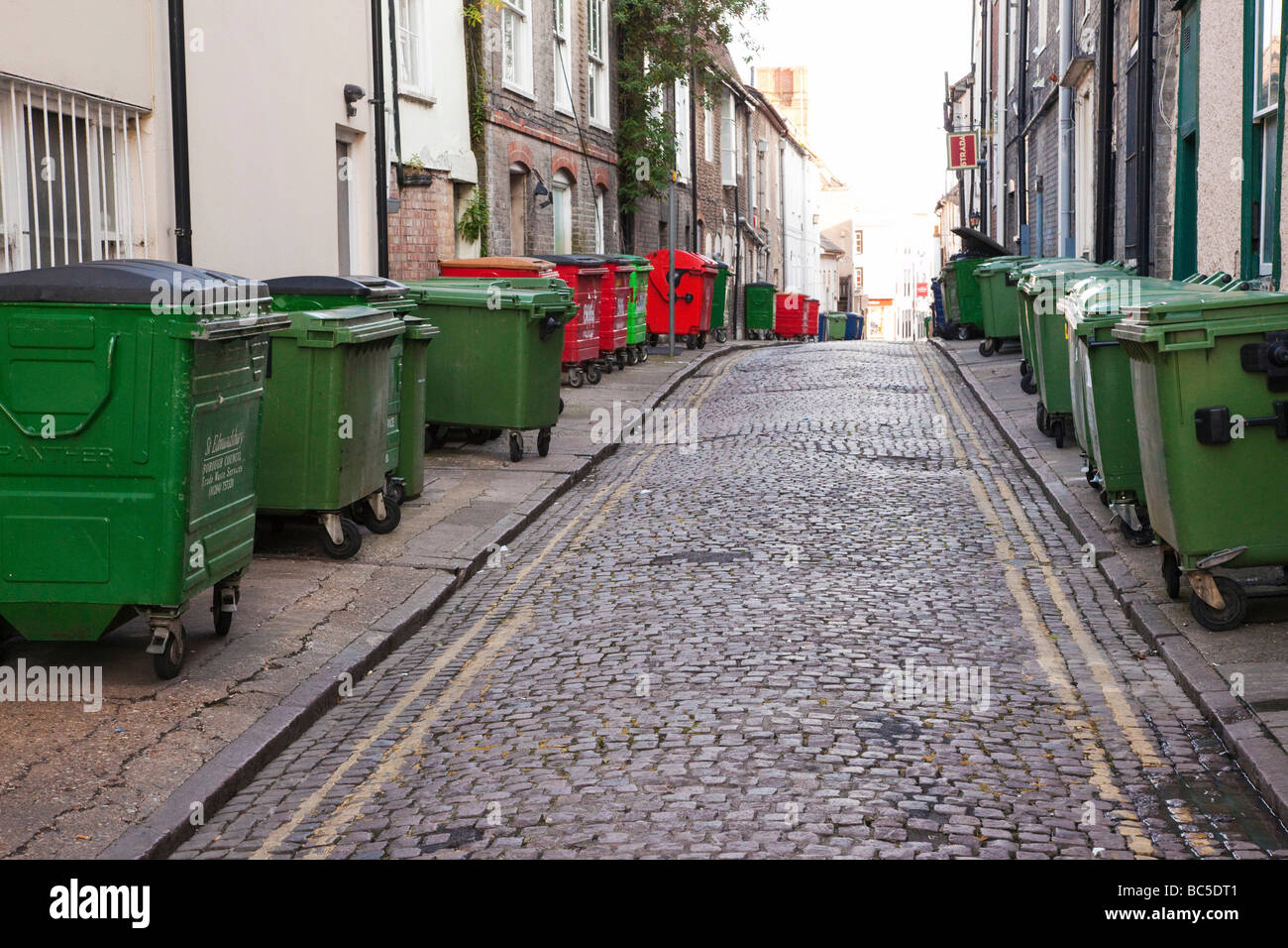 wheelie bins in a street Stock Photo Alamy