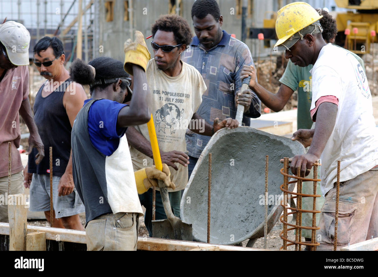 port vila vanuatu workers Stock Photo