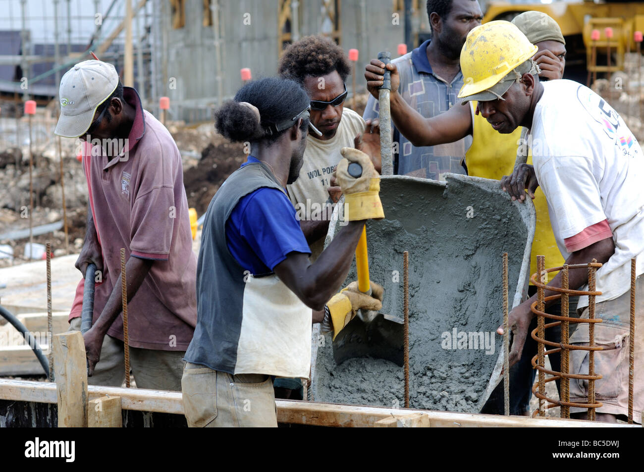 port vila vanuatu workers Stock Photo