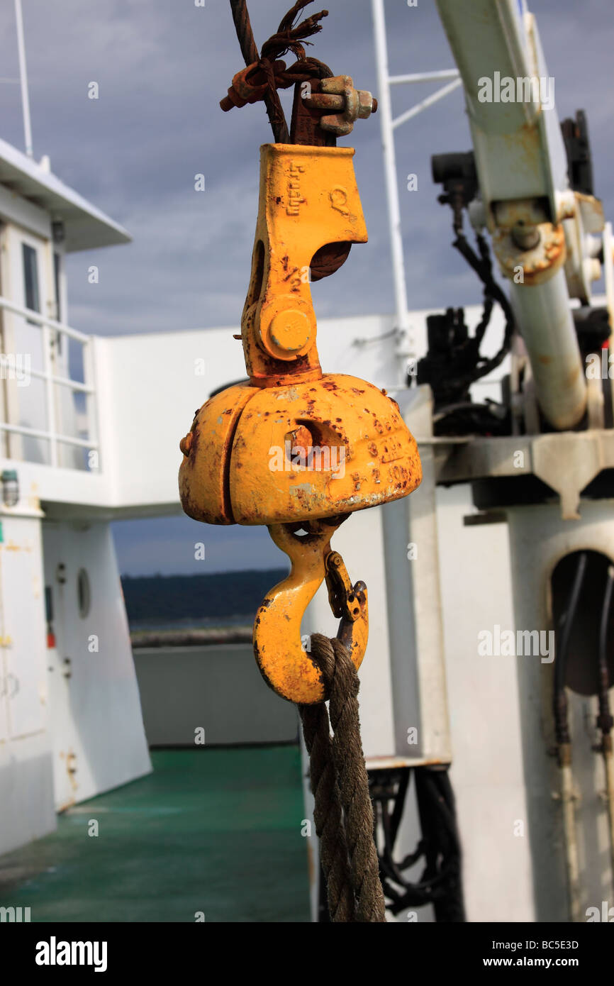 hoist on deck of ship Stock Photo Alamy
