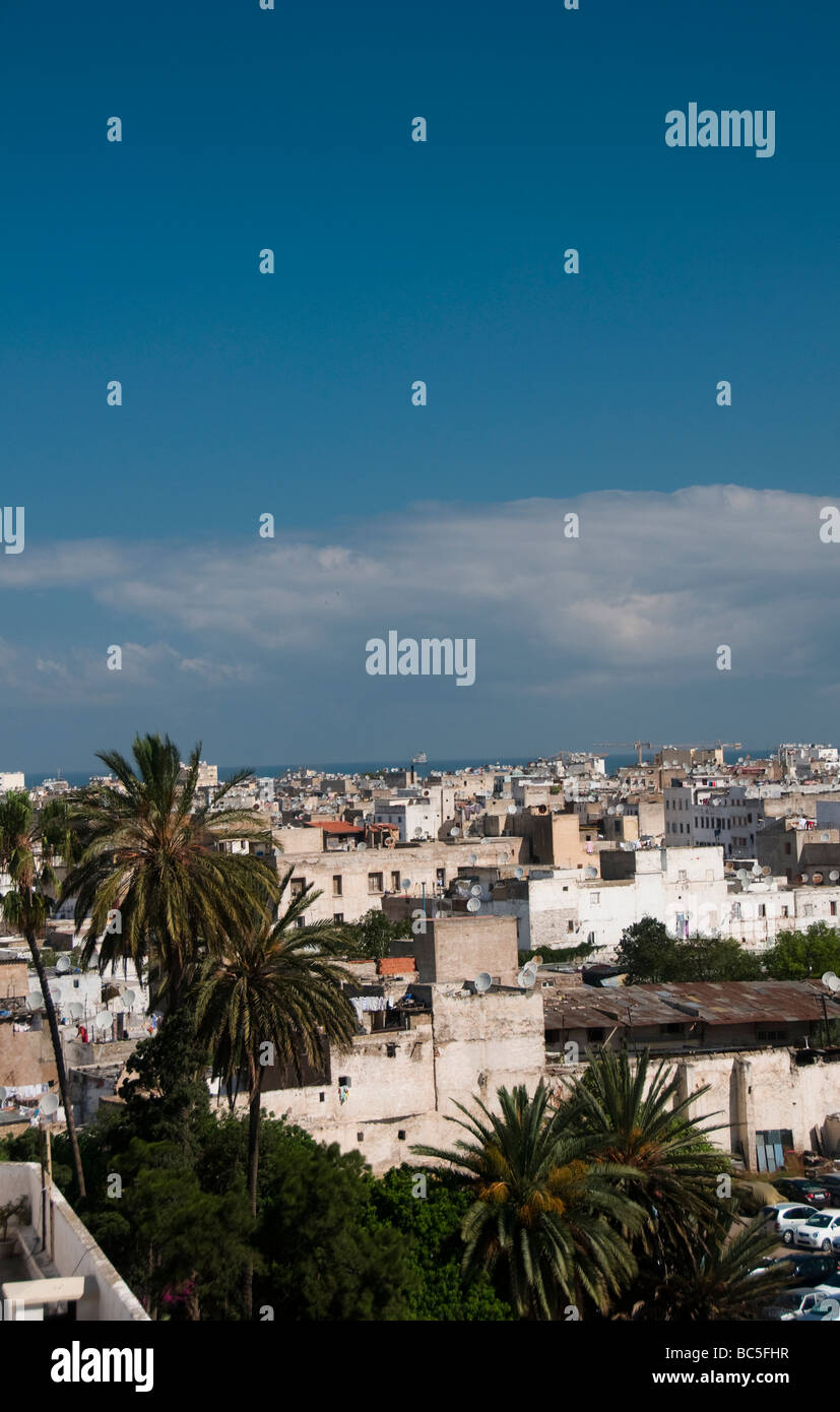 casablanca morocco rooftop cityscape view harbor port boat ship houses