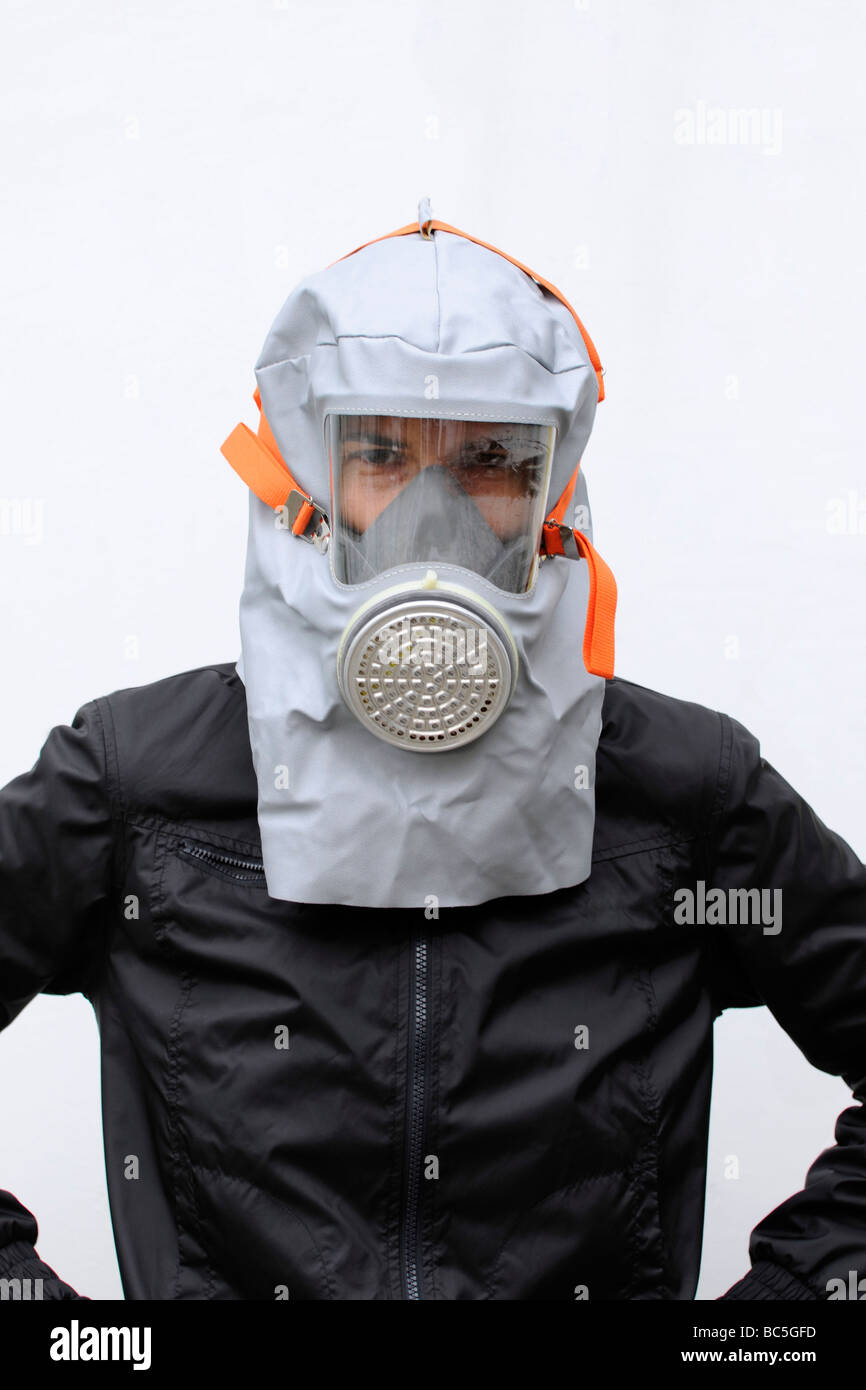 Woman wearing gas mask, portrait Stock Photo Alamy
