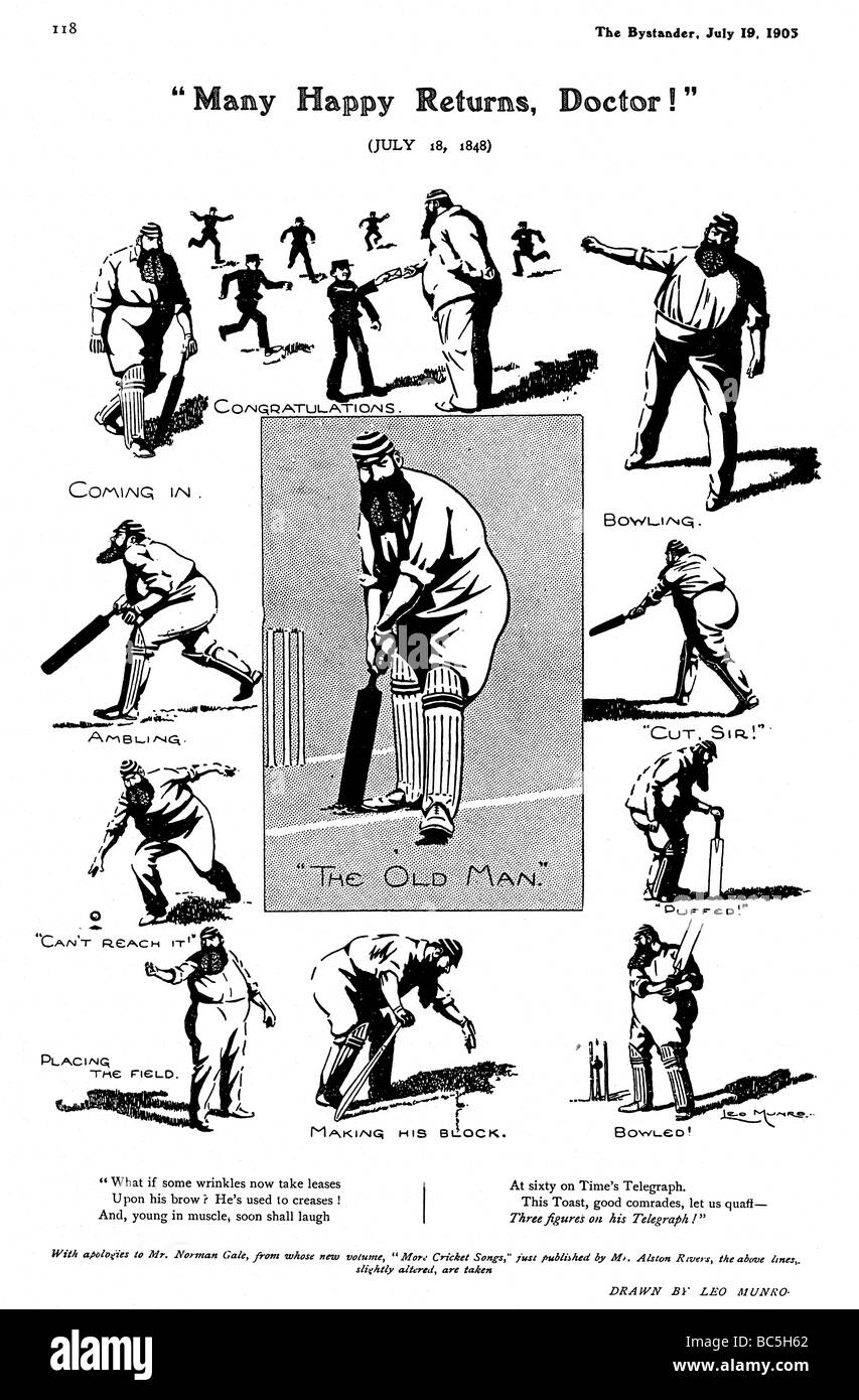 Many Happy Returns Dr WG Grace 1905 tribute to the Old Man of English cricket on his 57th birthday Stock Photo