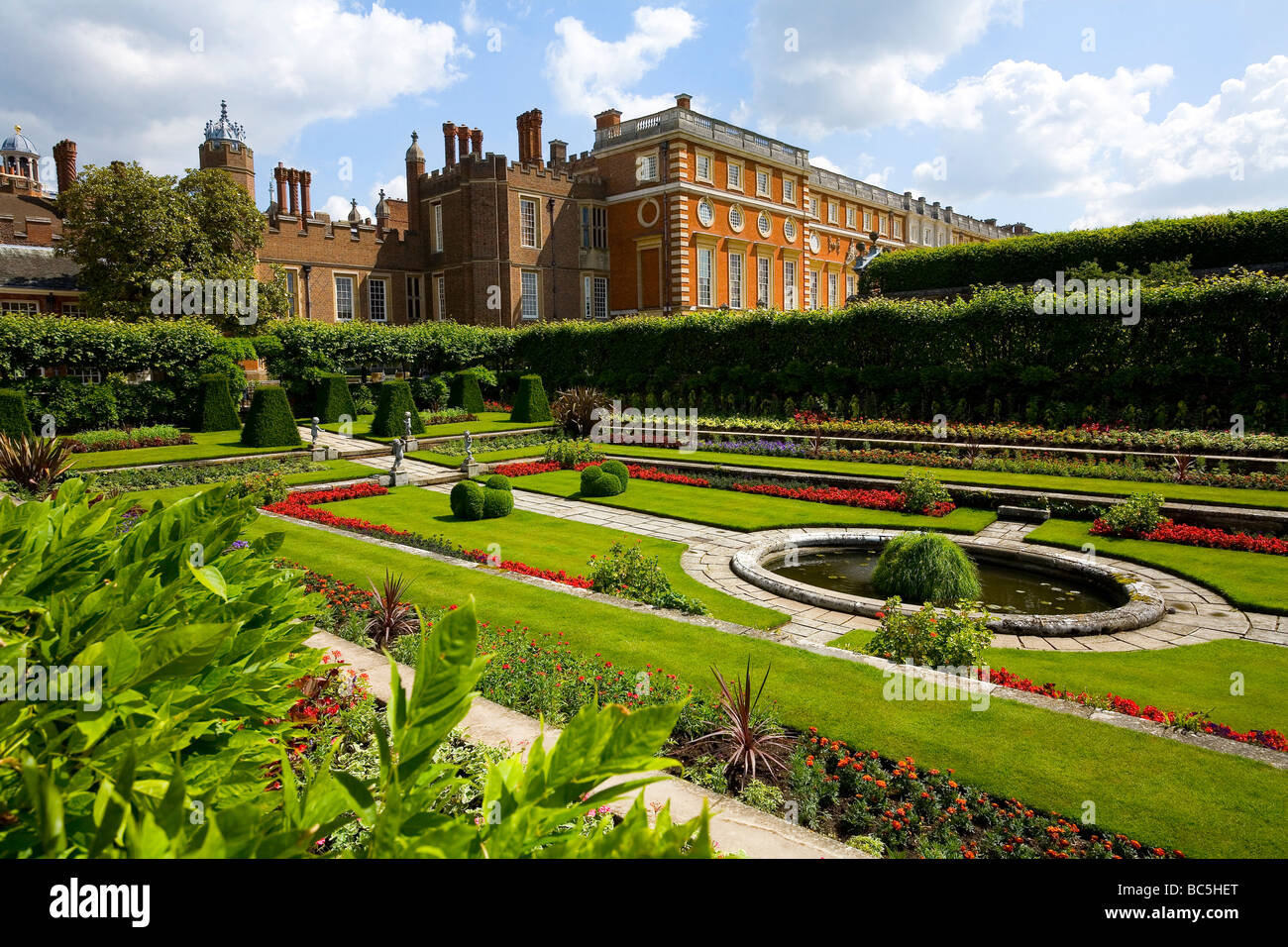 Ornamental Gardens at Hampton Court Palace Surrey west London Stock