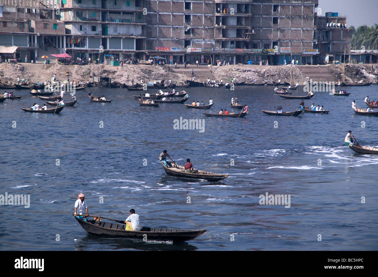 Boats on the Buriganga River Dhaka Bangladesh Stock Photo