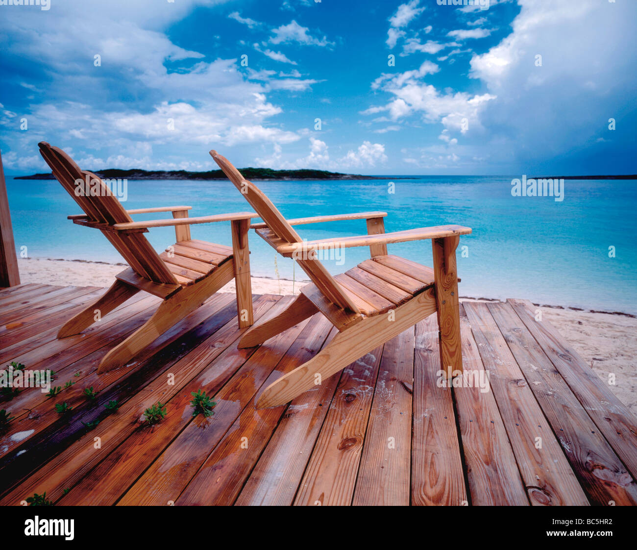Foreground deck chairs on beach hi-res stock photography and images - Alamy