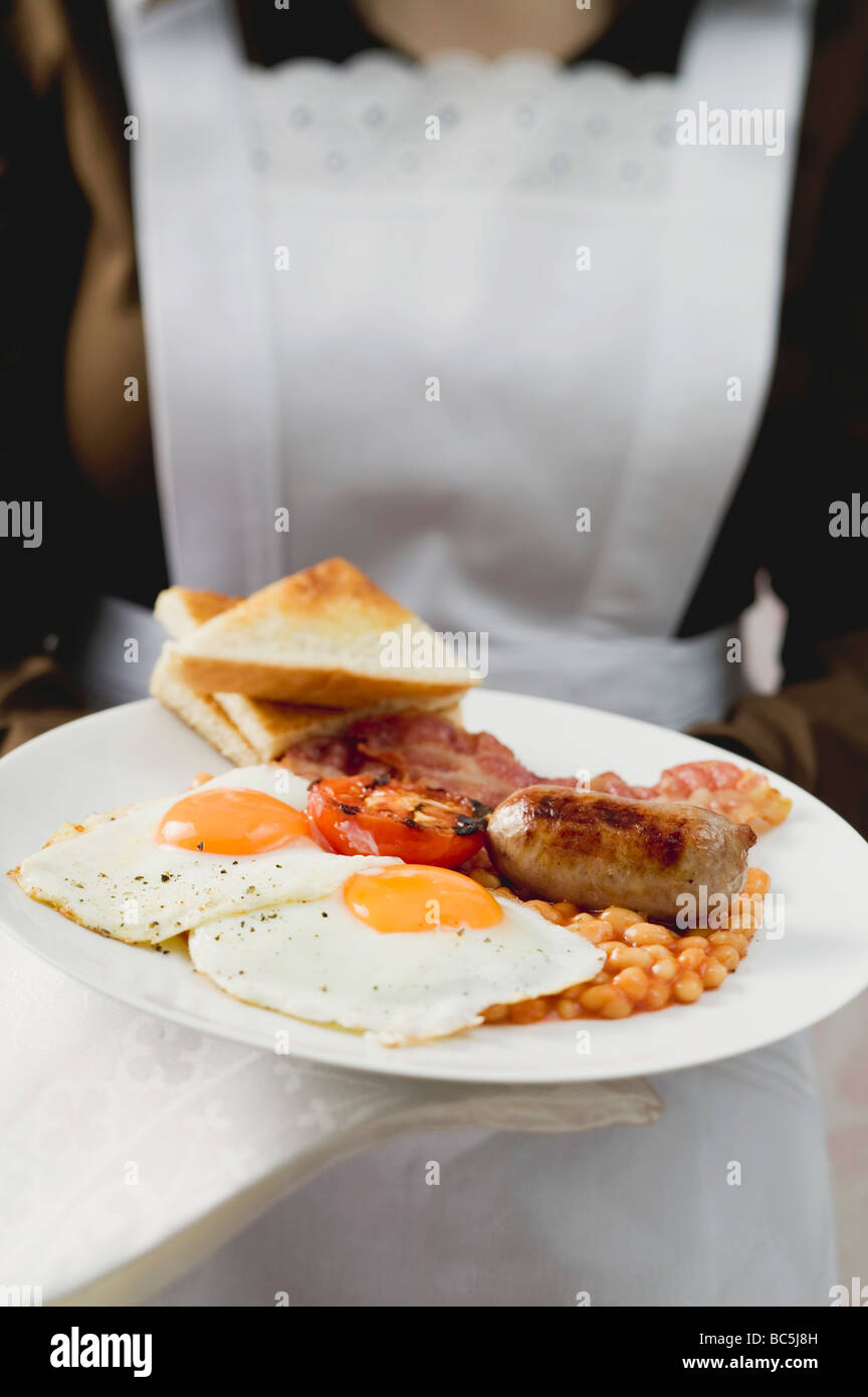 English breakfast with fried eggs and baked beans Stock Photo - Alamy