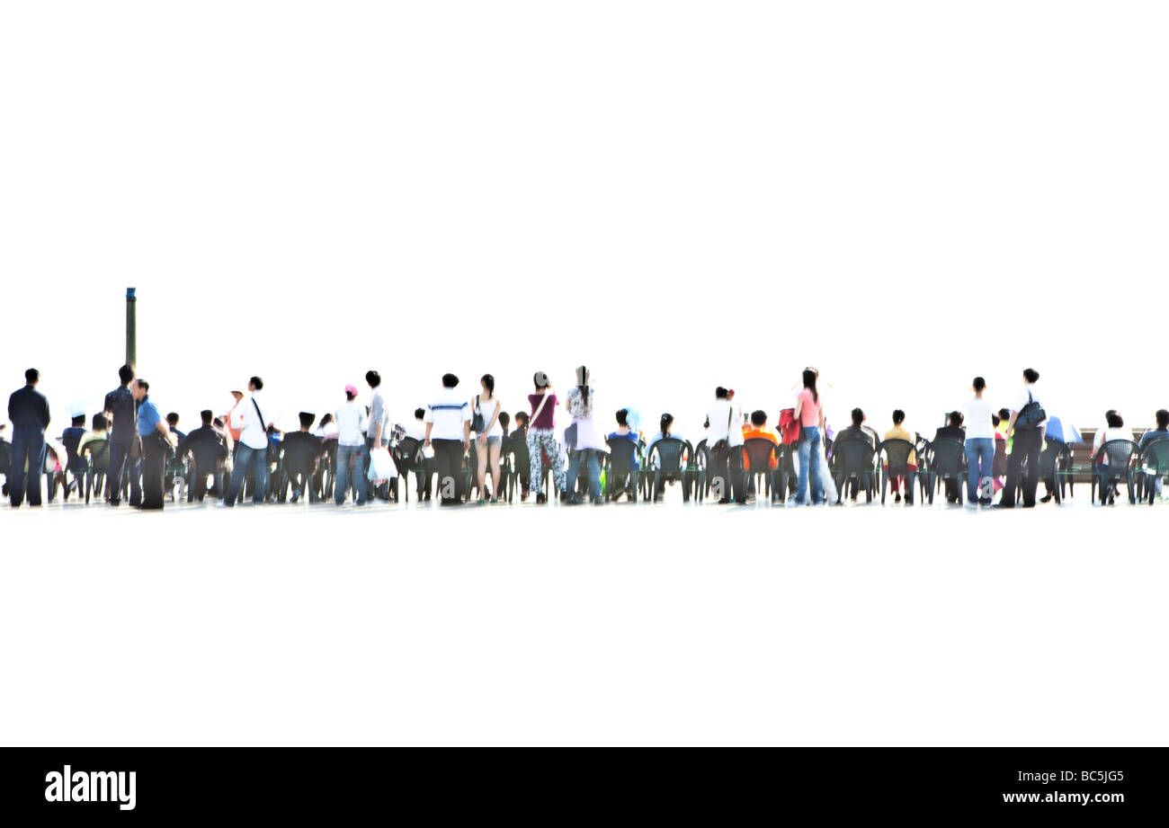 A crowd of people is seen in a cutout photo Stock Photo