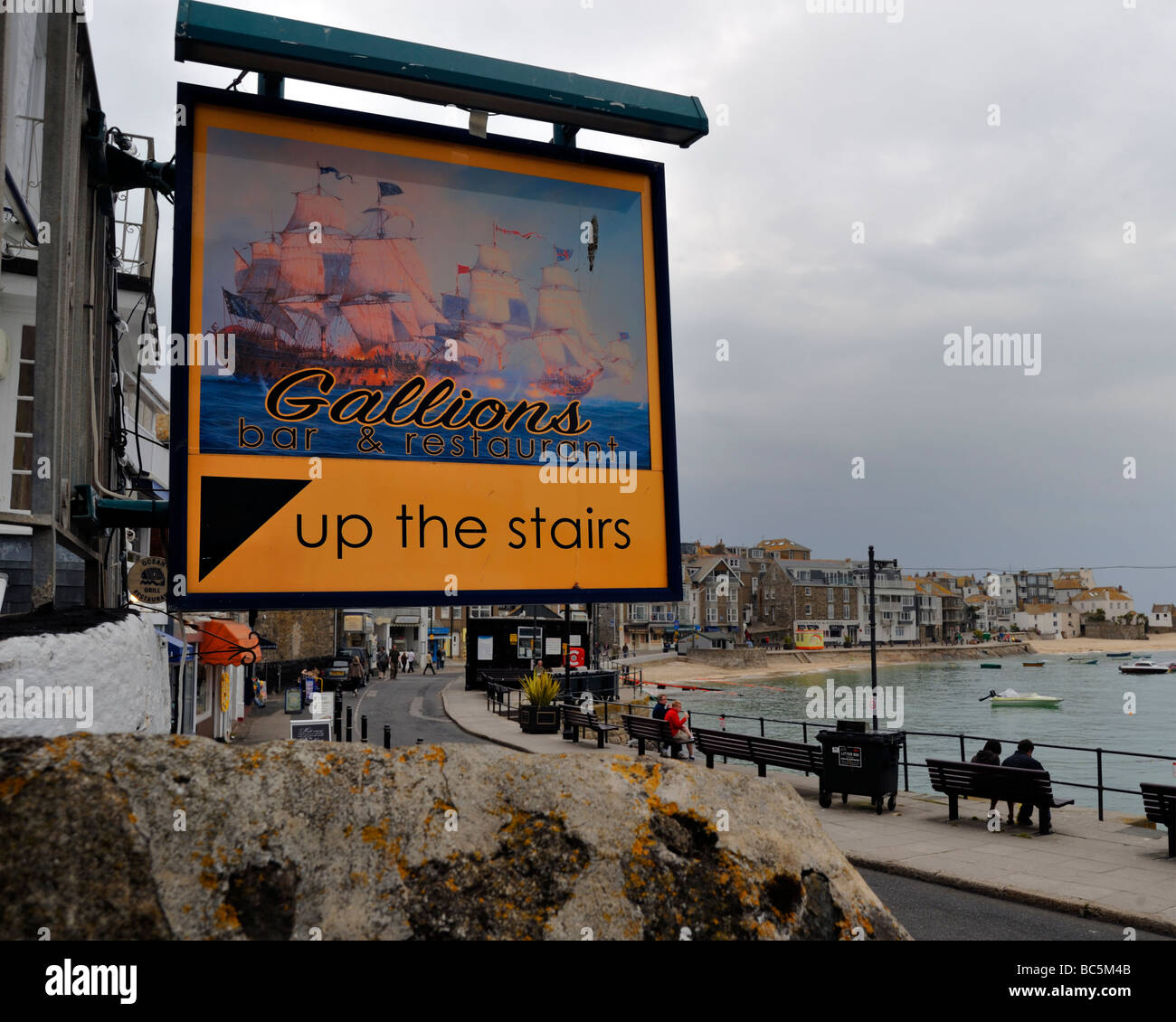 ST IVES, CORNWALL, UK - JUNE 09, 2009:  Sign for Gallions  pub bar Stock Photo