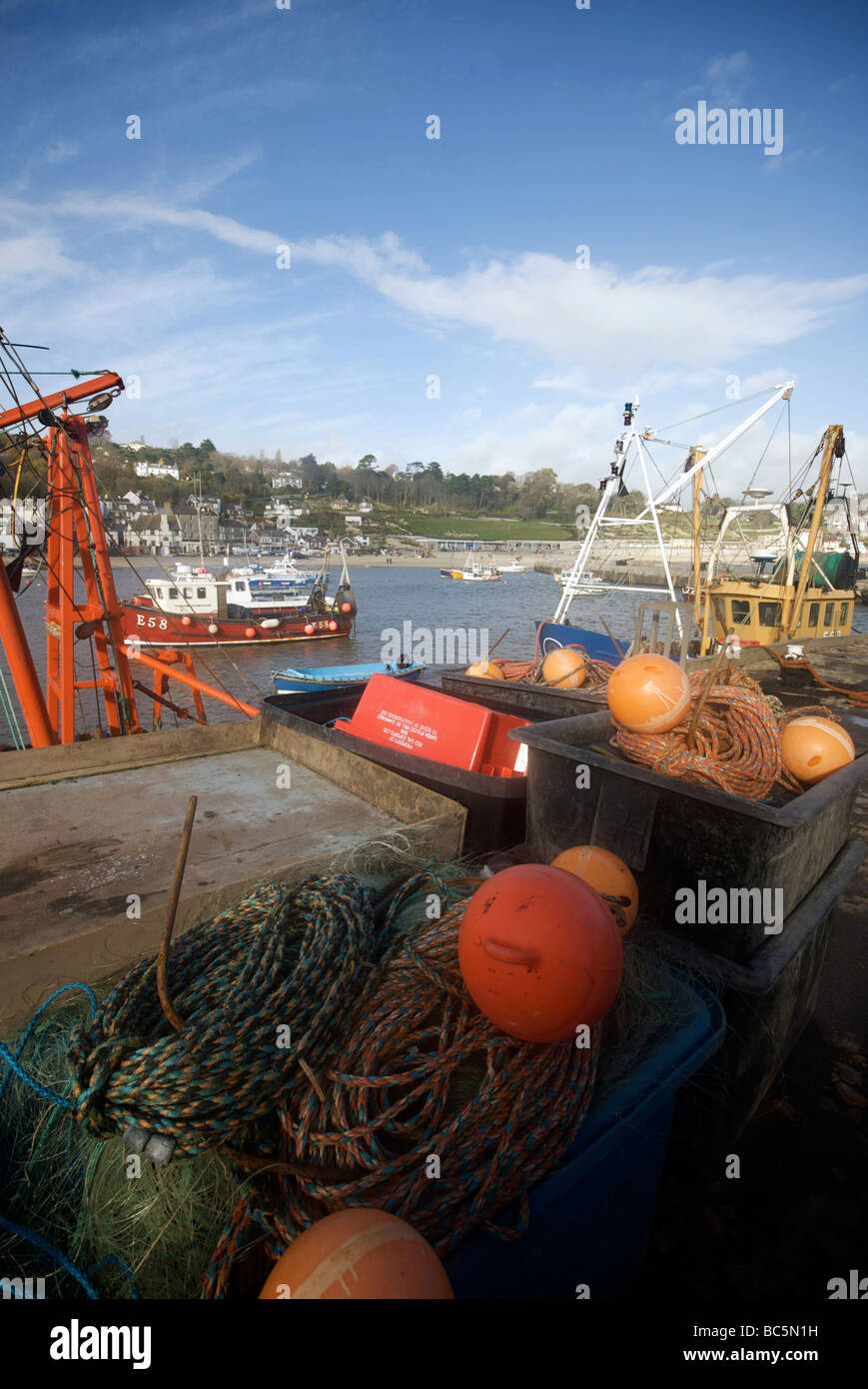 Lyme Regis Holiday Resort Dorset UK Harbour Quay Fishing Boats Nets