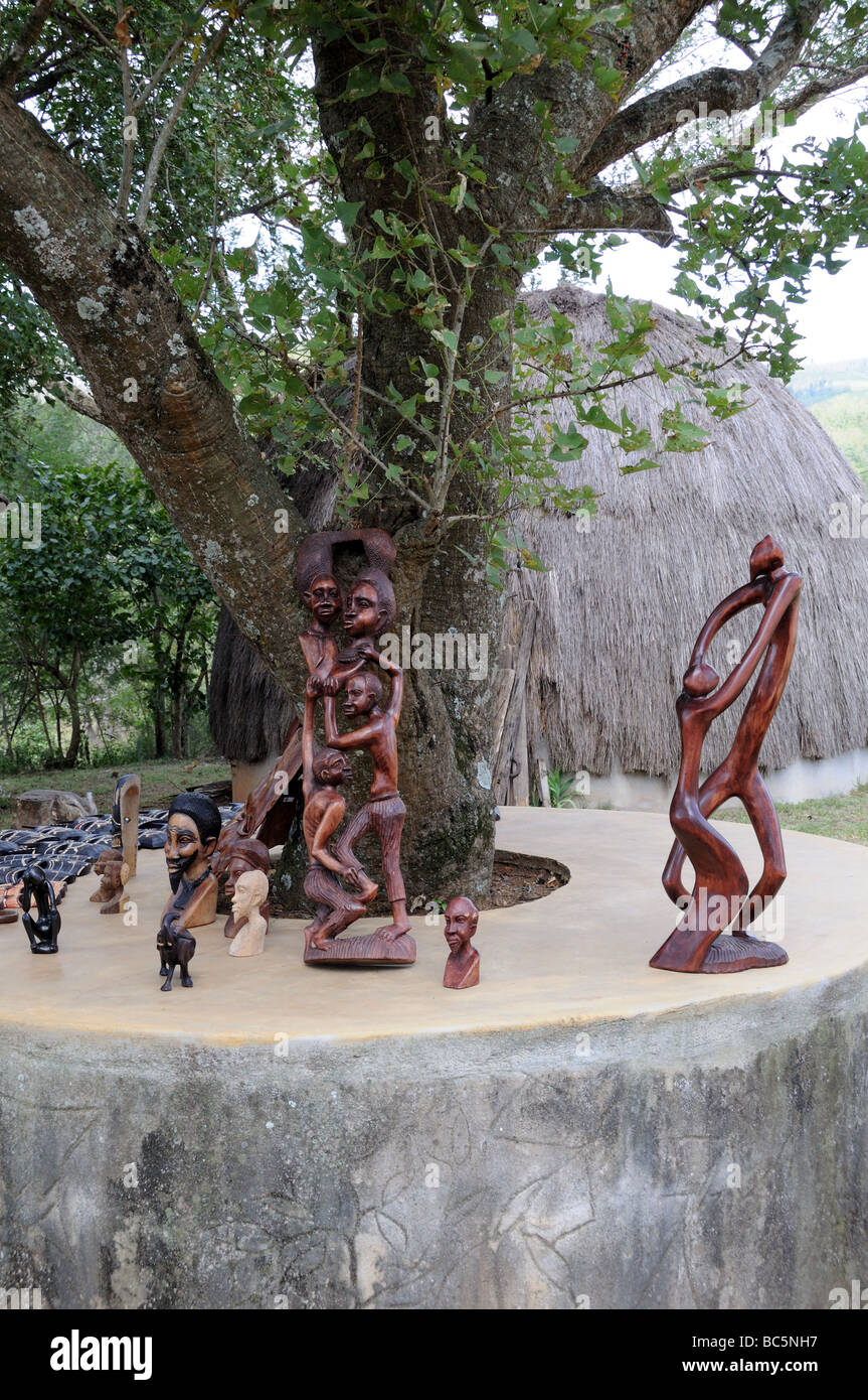 Wooden Carvings for sale Swaziland South Africa Stock Photo