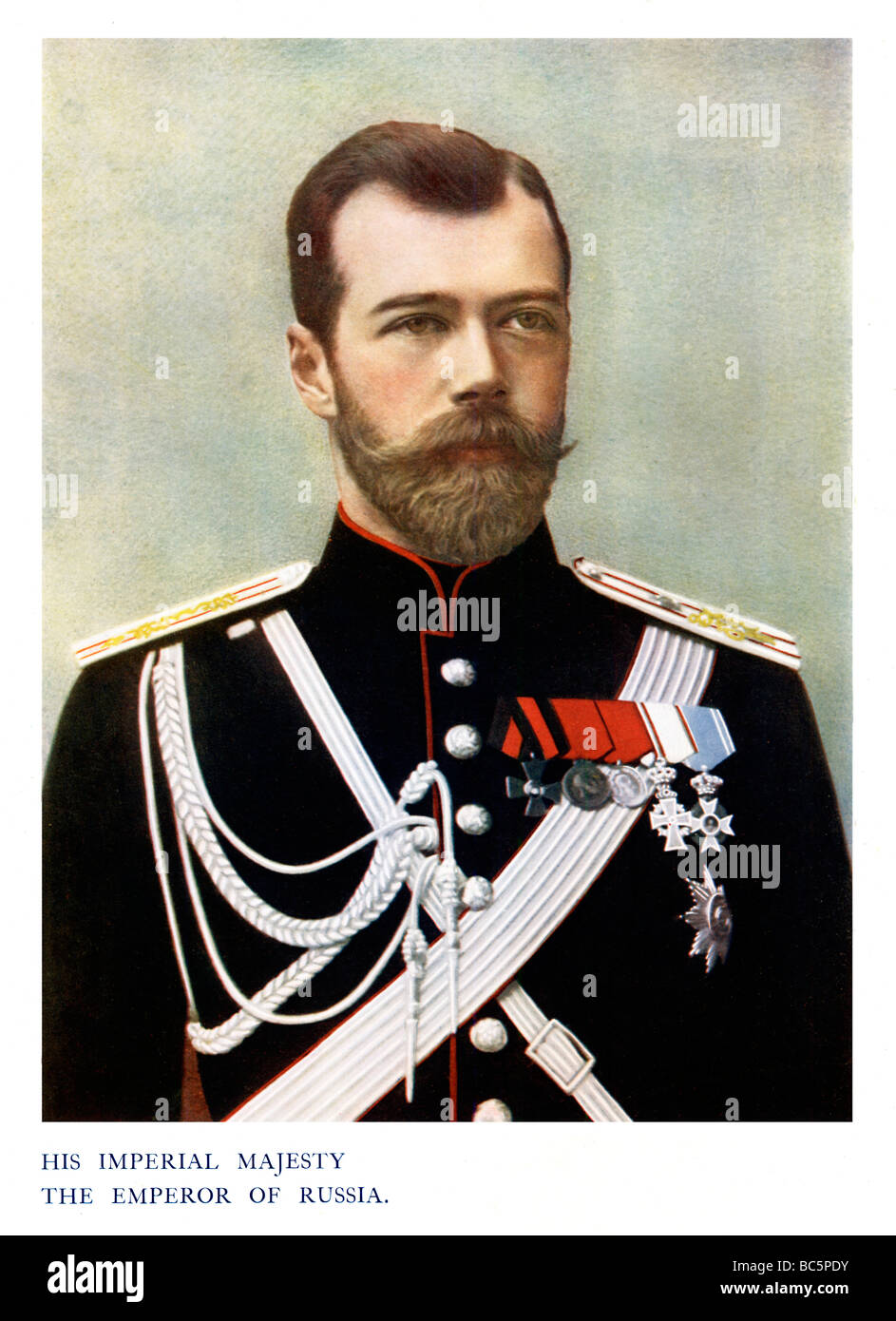 Czar Nicholas II 1900 colour portrait photograph of the last Emperor of Russia killed by the