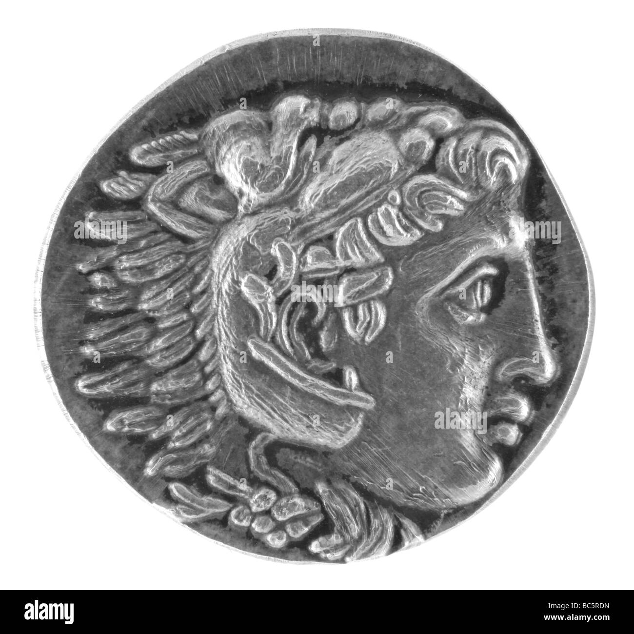 Alexander the Great as Hercules on Ancient Greek Tetradrachm from 315 BC Stock Photo