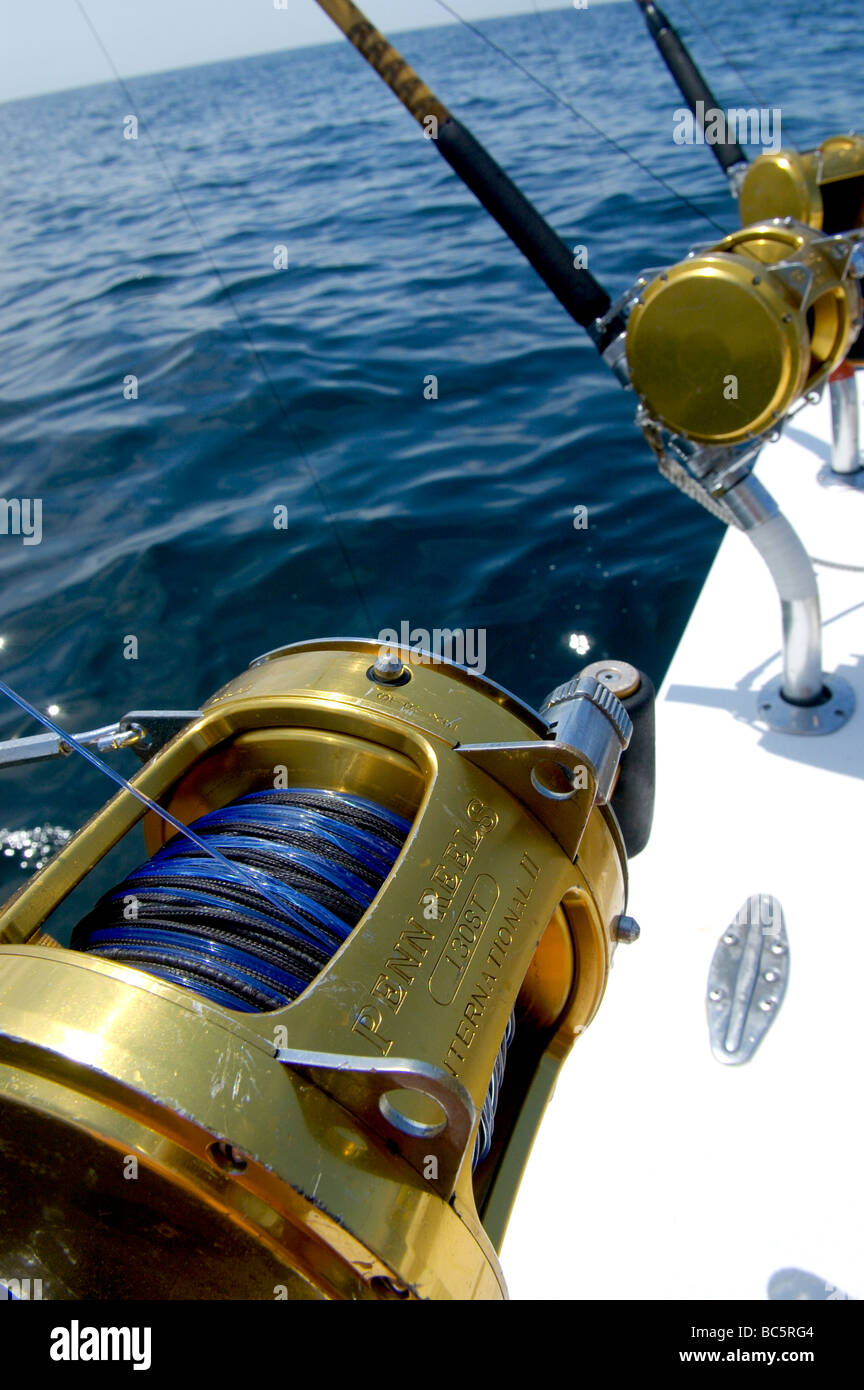 Three rods ready for tuna fishing off the coast of Massachusetts Stock  Photo - Alamy