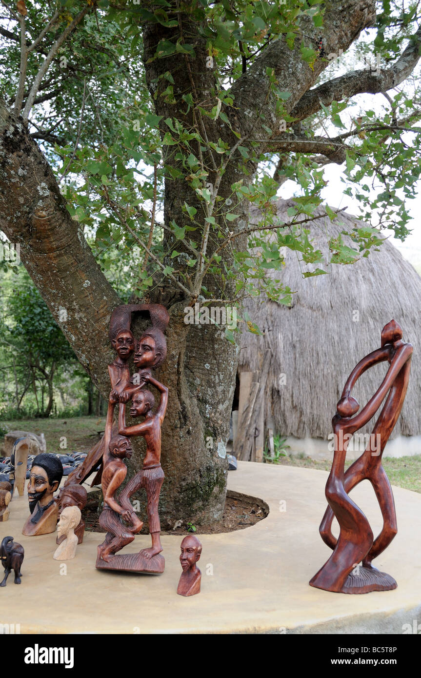 Carved wooden figures for sale Swaziland South Africa Stock Photo