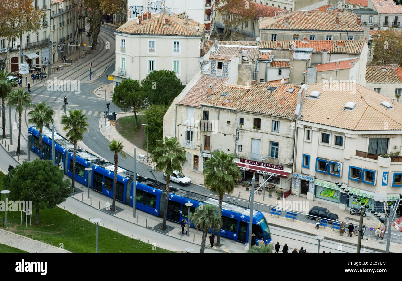 A tram in Montpellier in the south of France Stock Photo