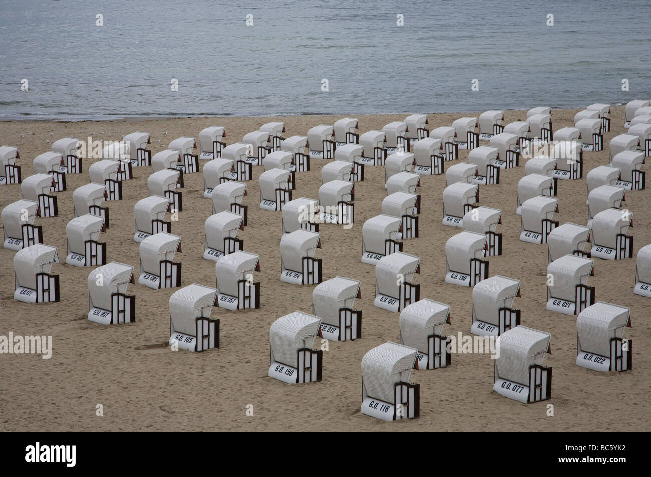 Germany, MecklenburgVorpommern, Baltic Sea, Rügen, Wicker beach chairs