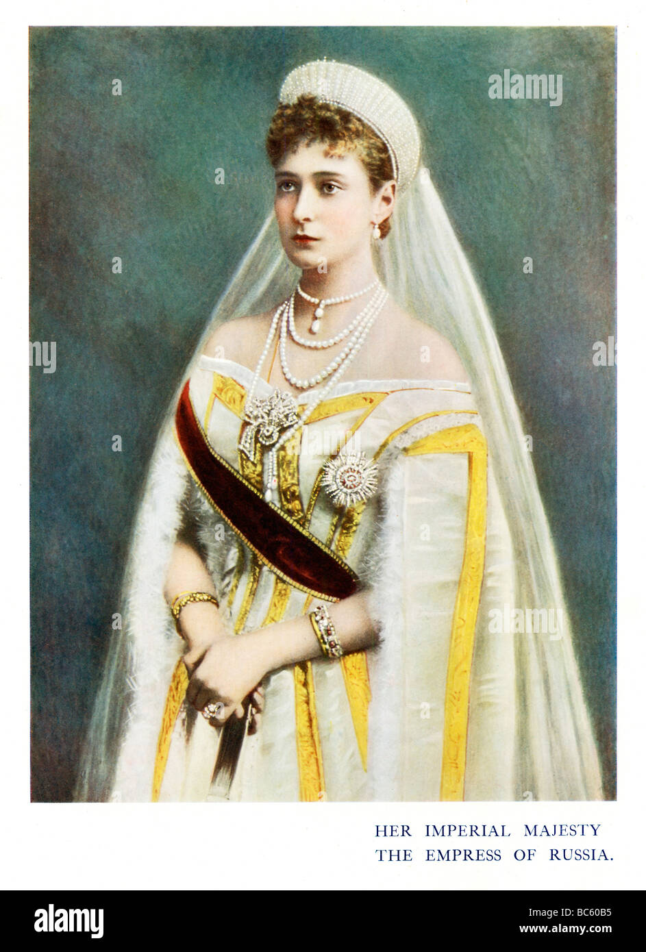 Czarina Alexandra 1900 colour portrait photo of the Empress of Russia wife of Nicholas II killed by the Bolsheviks in 1918 Stock Photo