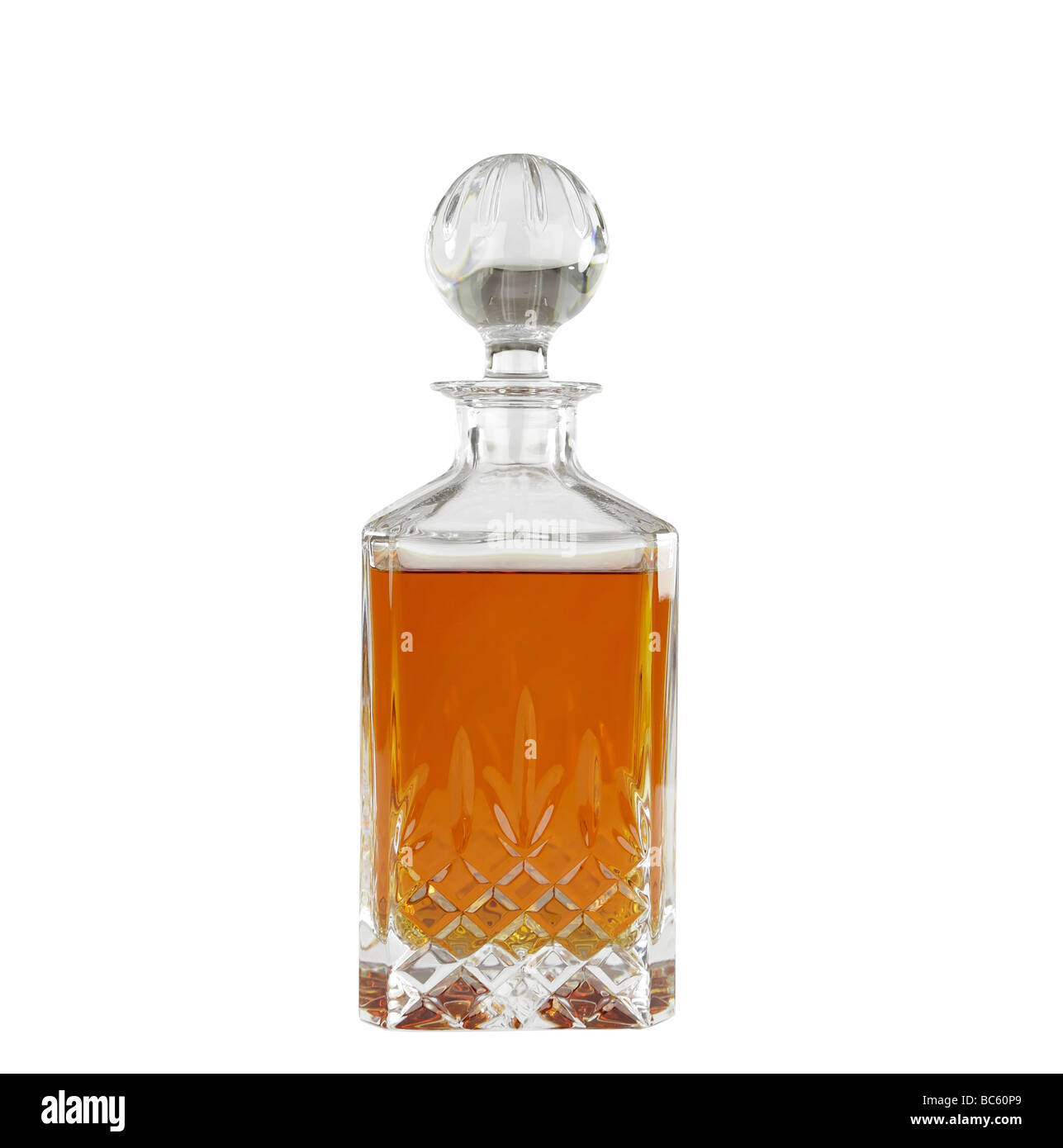 Crystal decanter filled with whisky Stock Photo Alamy