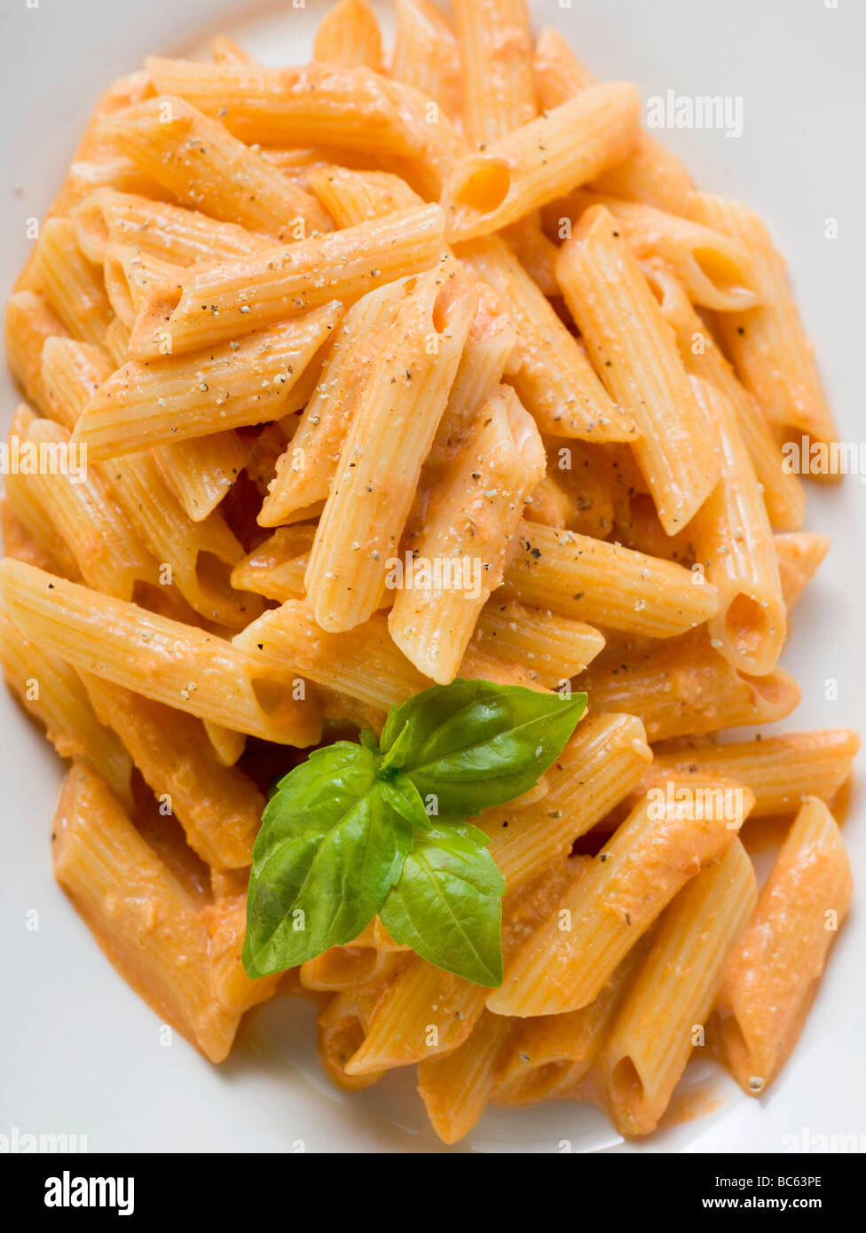 Penne with tomato cream sauce Stock Photo - Alamy
