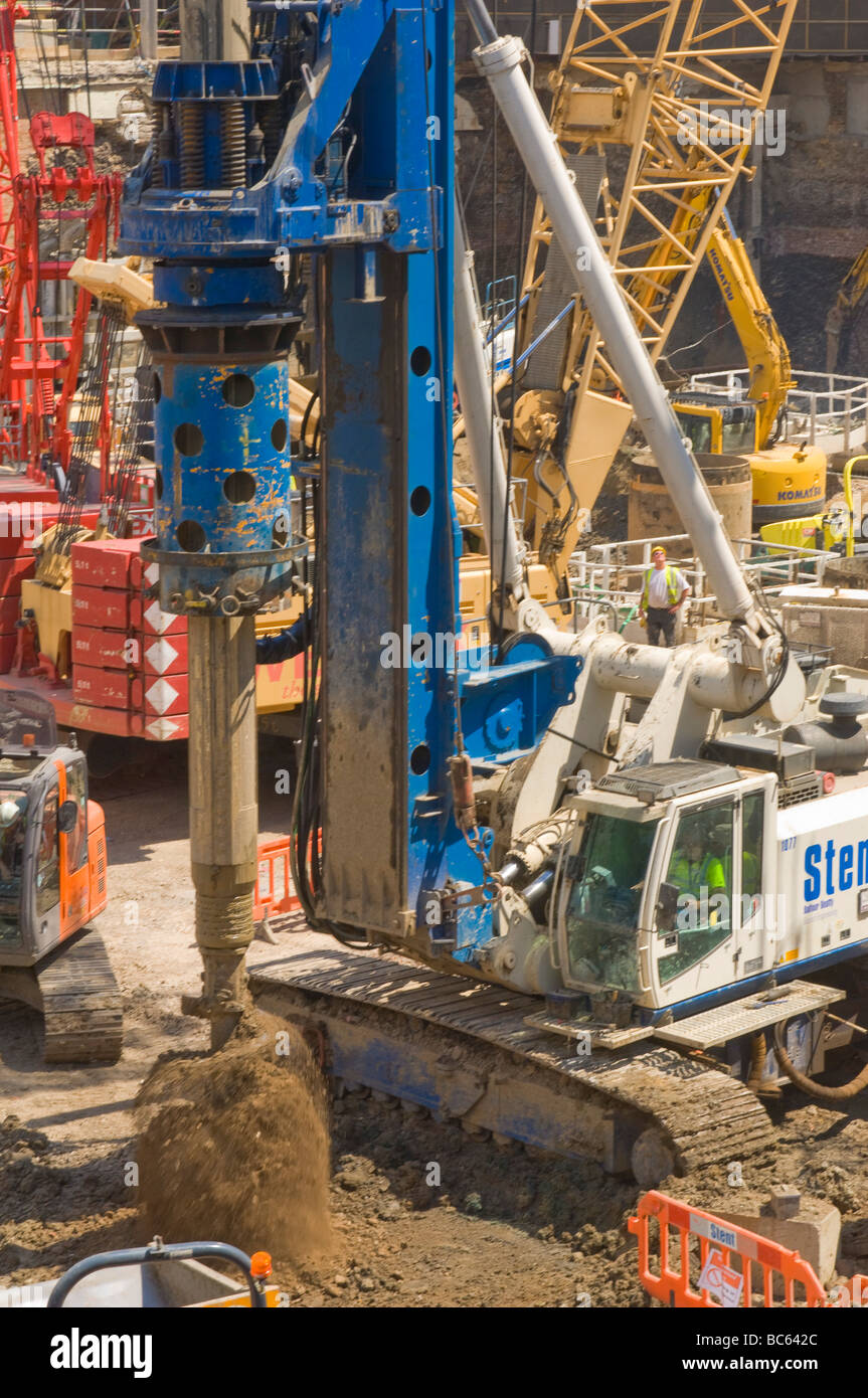 The construction site of the Shard building near London Bridge during the ground works. Stock Photo