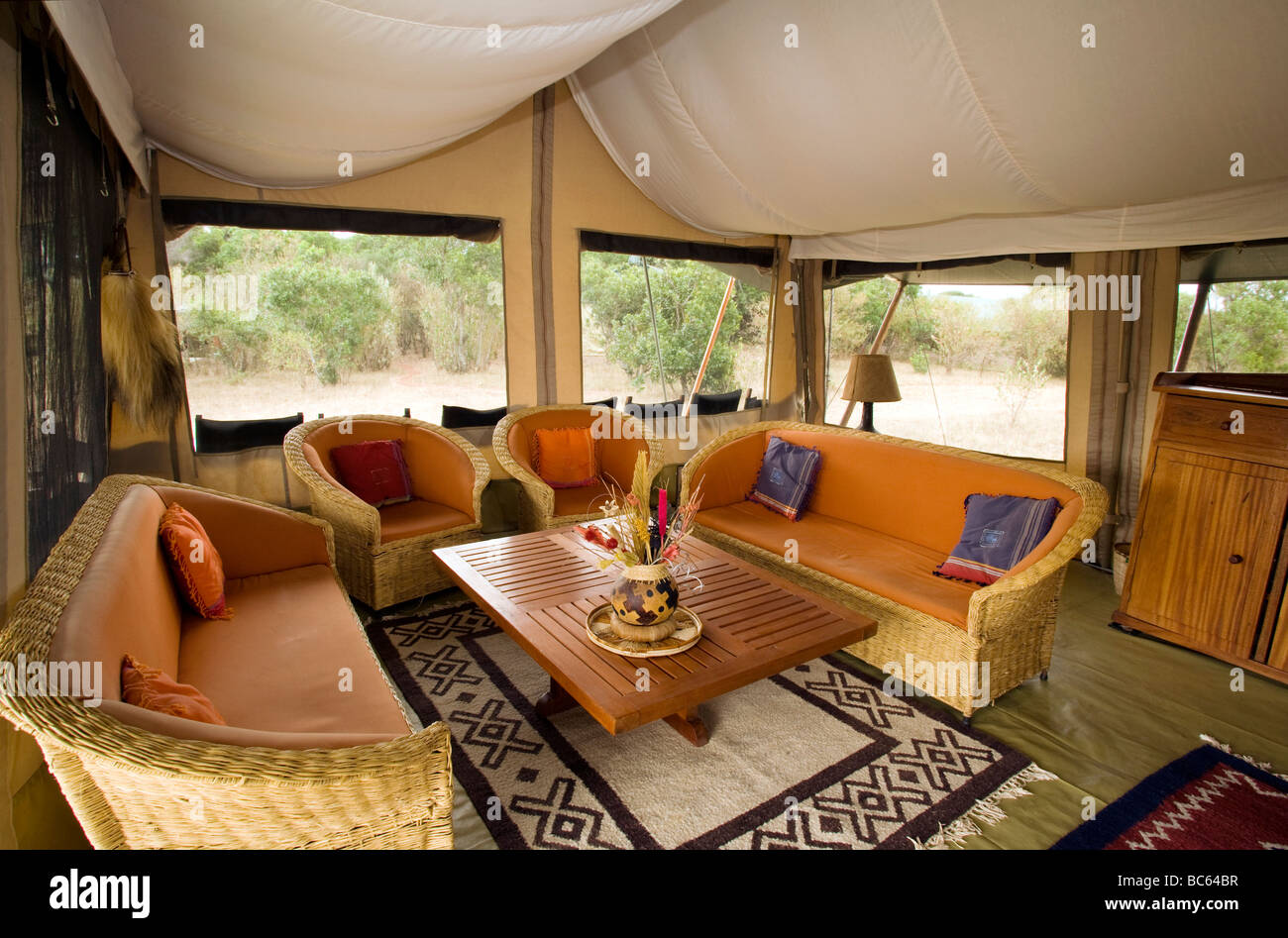 Interior of JK Mara Camp - near Masai Mara National Reserve, Kenya ...