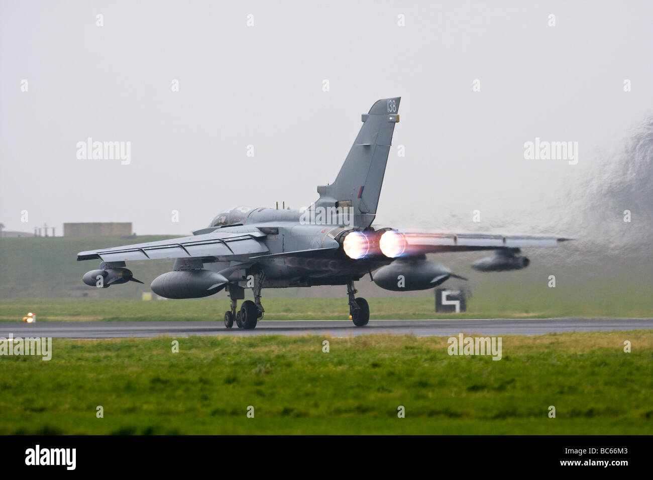 RAF Tornado GR4 taking off with afterburners, Leuchars, Fife Stock Photo